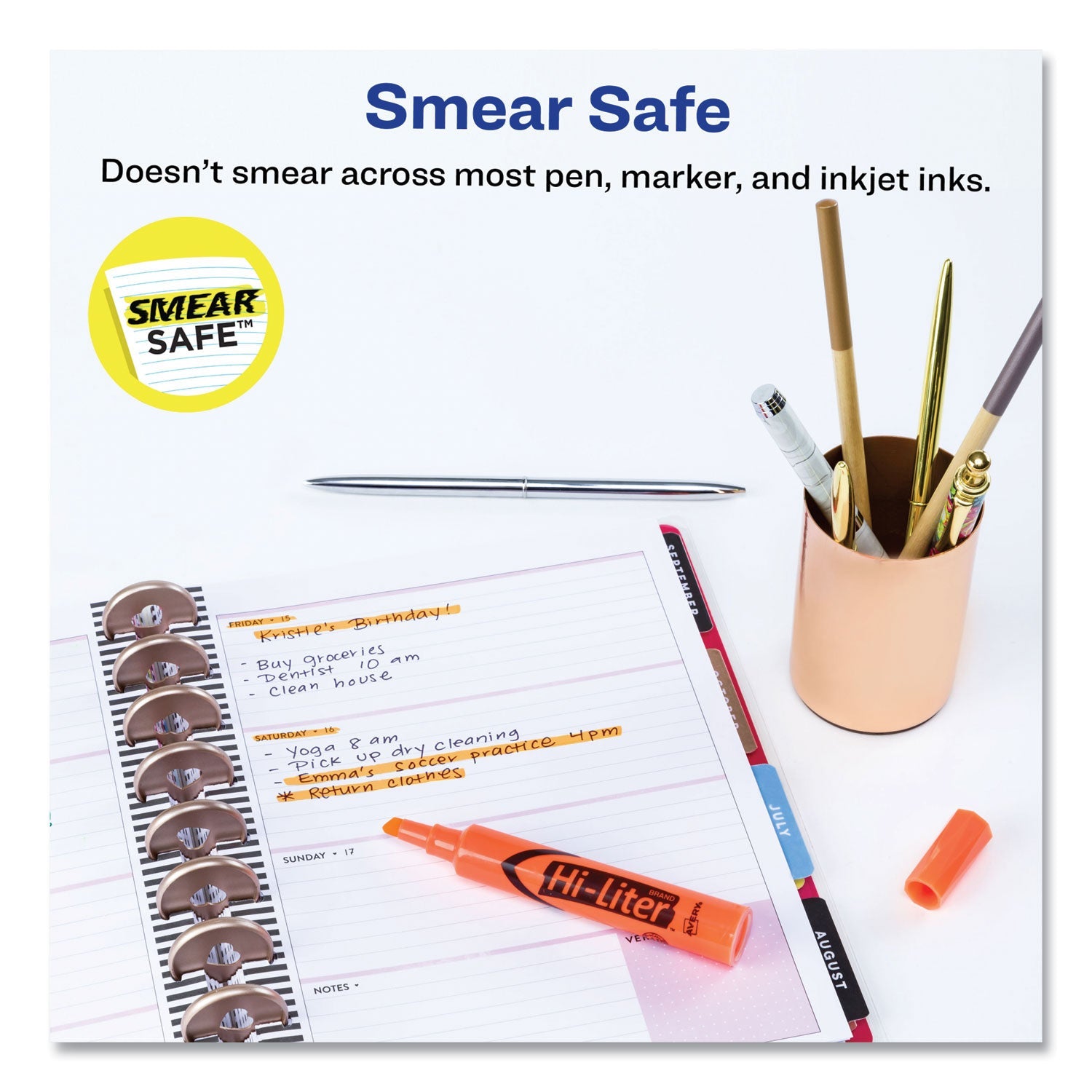 Avery® Hi-Liter Desk-Style Highlighters, Fluorescent Orange Ink, Chisel Tip, Orange/black Barrel, Dozen
