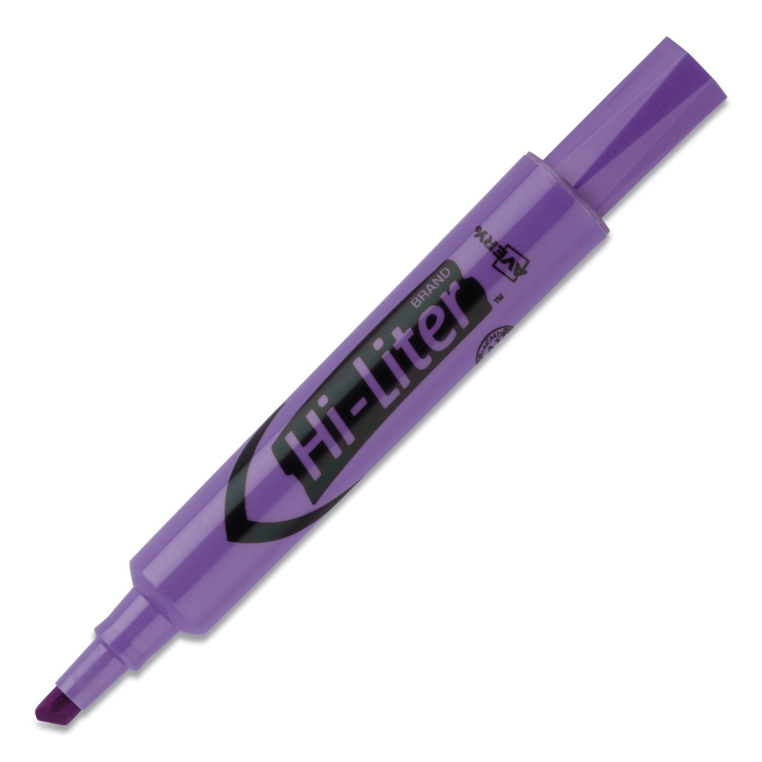 Avery® Hi-Liter Desk-Style Highlighters, Fluorescent Purple Ink, Chisel Tip, Purple/black Barrel, Dozen