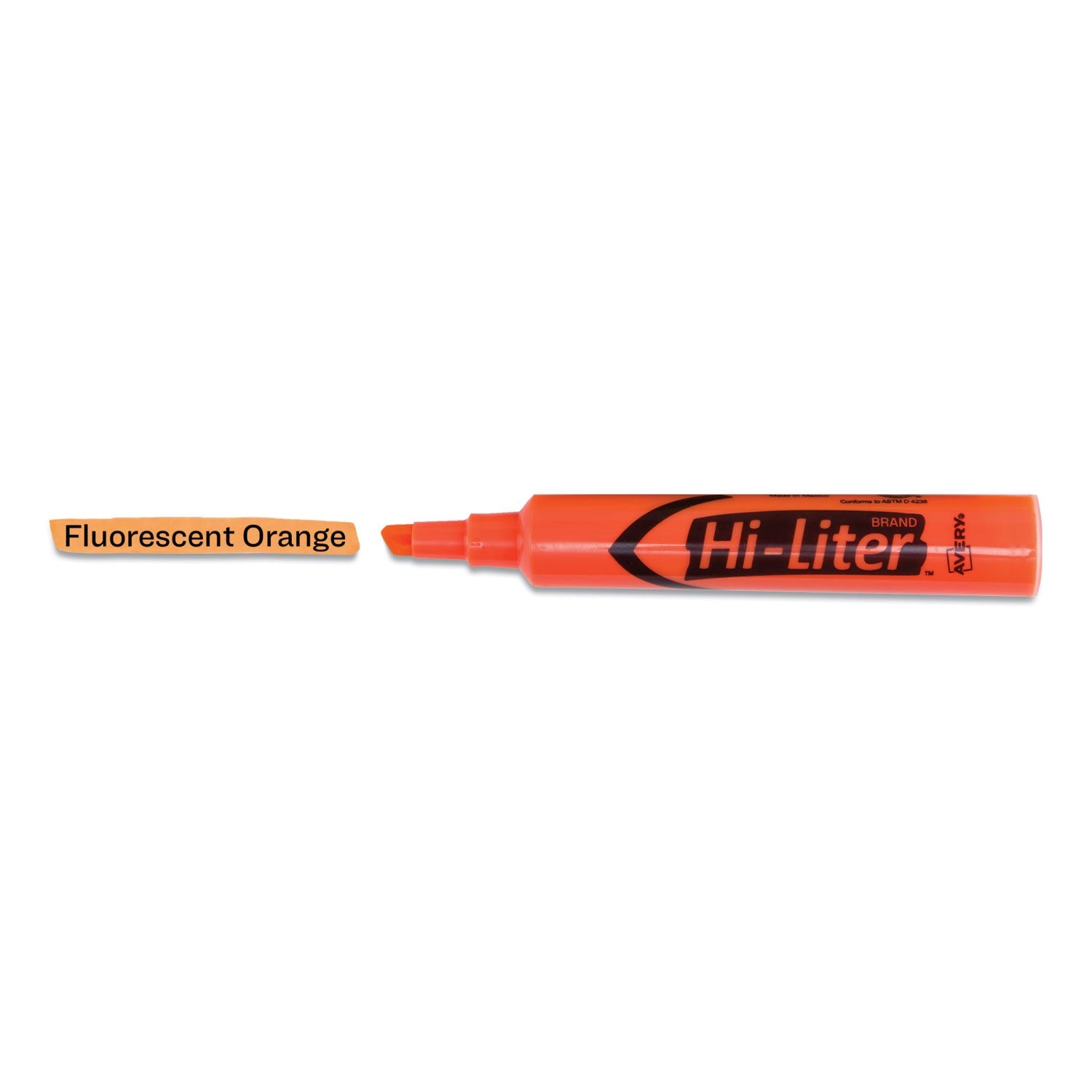 Avery® Hi-Liter Desk-Style Highlighters, Fluorescent Orange Ink, Chisel Tip, Orange/black Barrel, Dozen