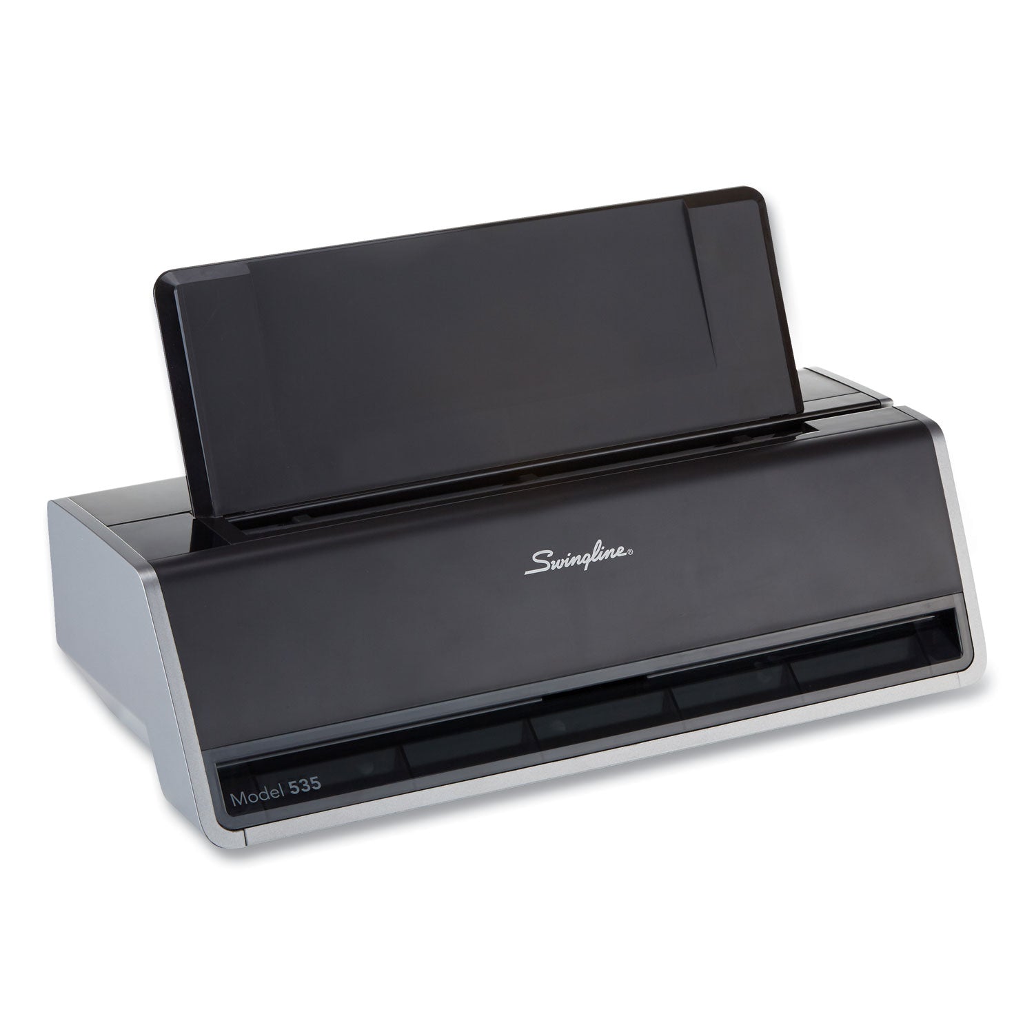 Swingline® 28-Sheet Commercial Electric Three-Hole Punch, 9/32" Holes, Black/silver