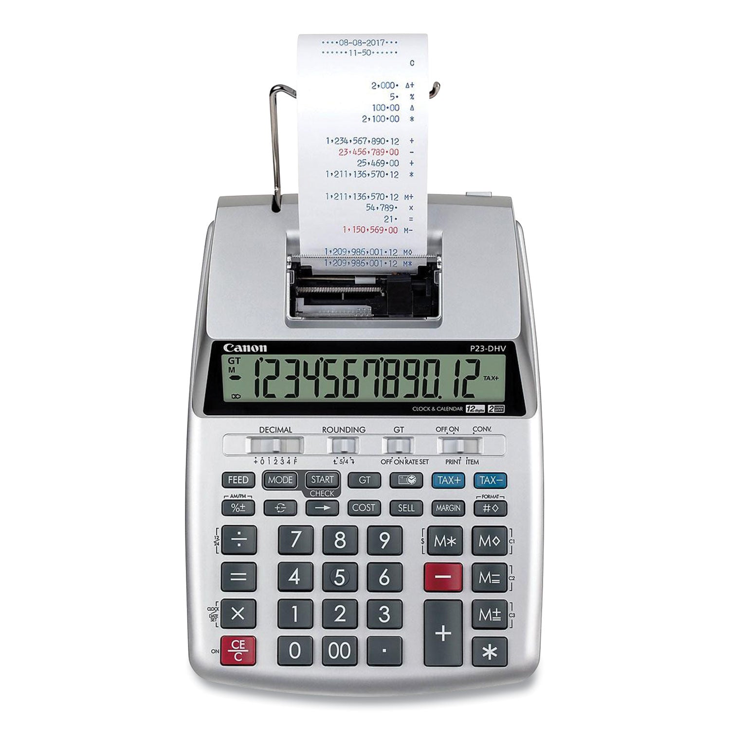 Canon® P23-DHV-3 12-Digit Desktop Calculator, Black/Red Print, 2.3 Lines/Sec - Bloom Skins