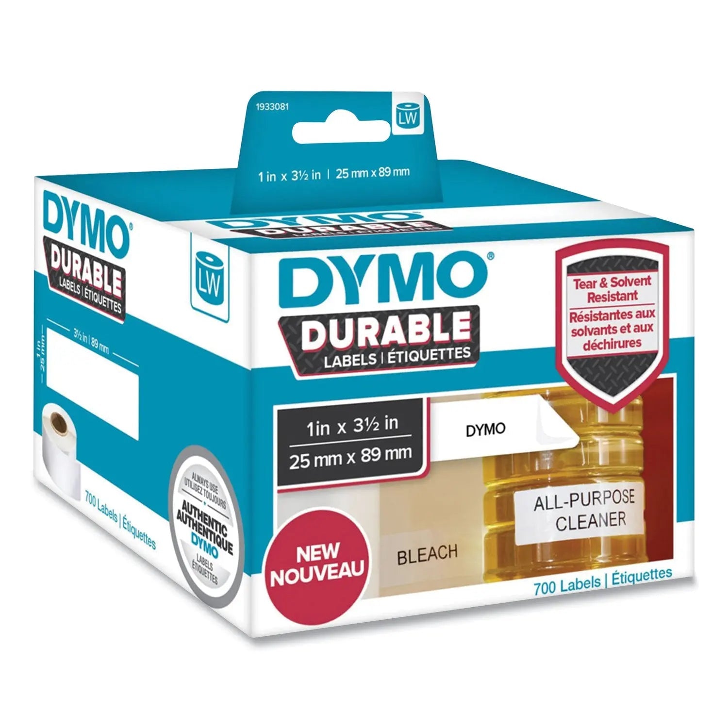DYMO® LW Durable Multi-Purpose Labels, 1" x 3.5", White, 700 Labels/Roll