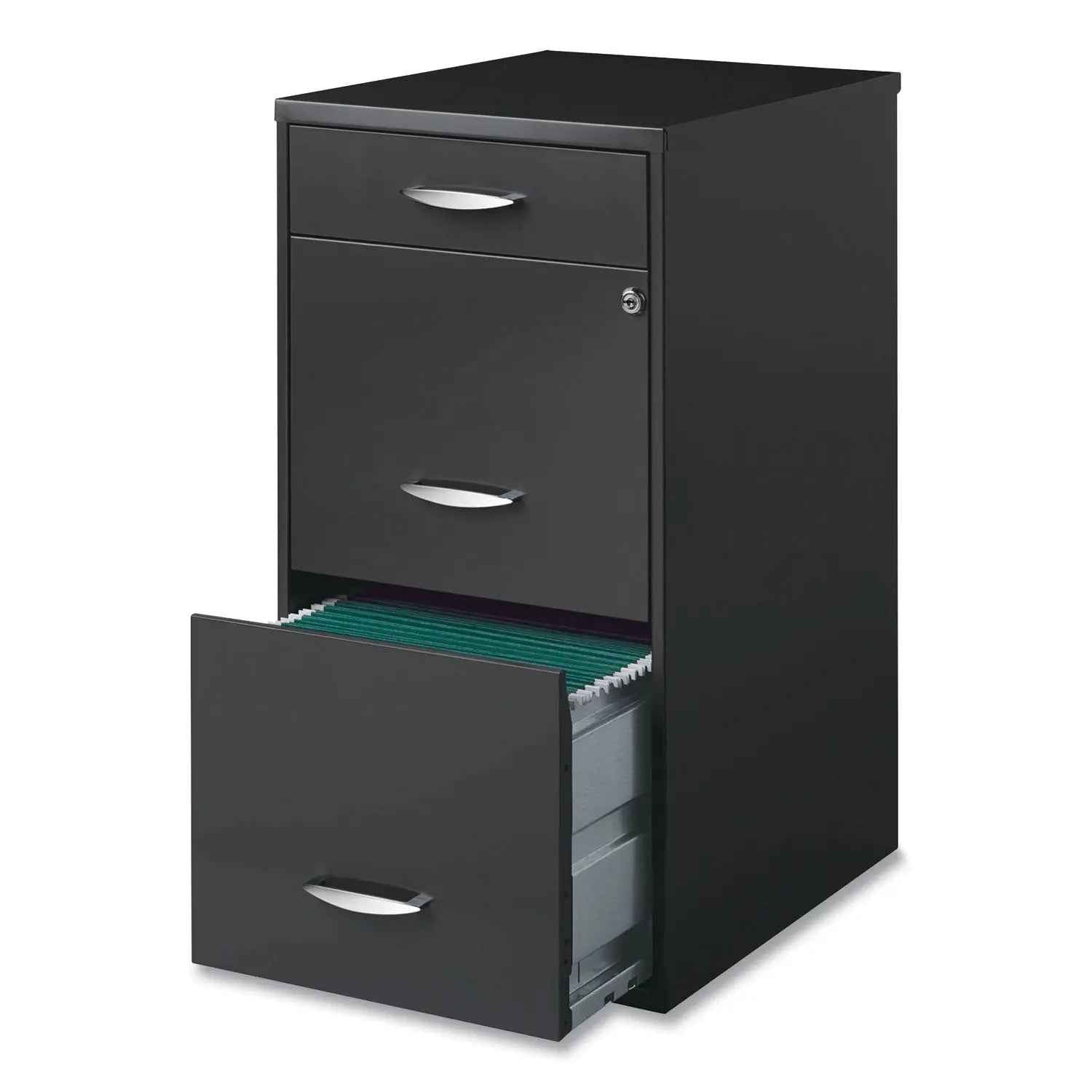 Office Designs Utility File Cabinet, 3-Drawers: Pencil/file/file, Letter, Charcoal, 14.5" X 18" X 27.13"