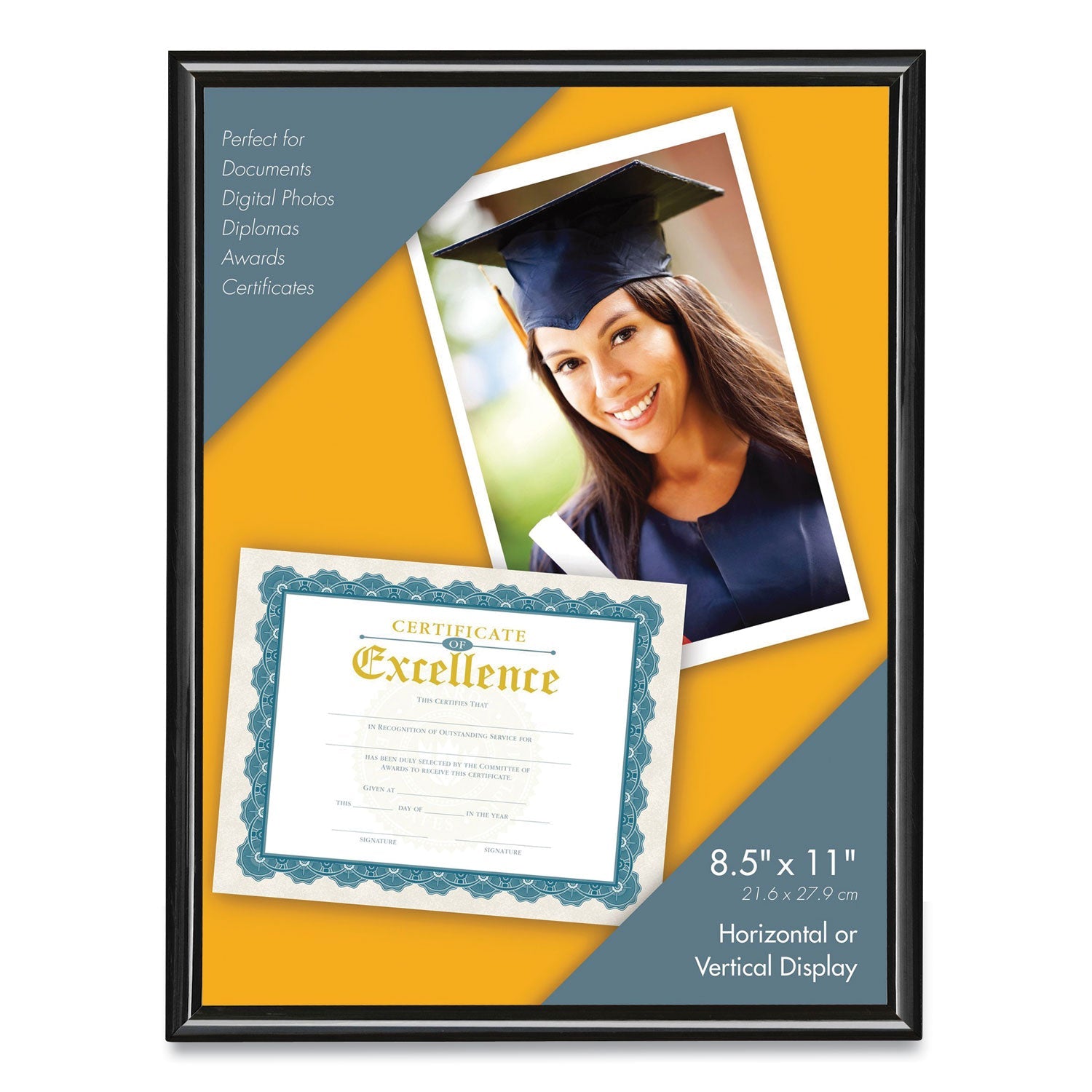 Victory Light U-Channel Document Frame, 8.5 X 11, Black
