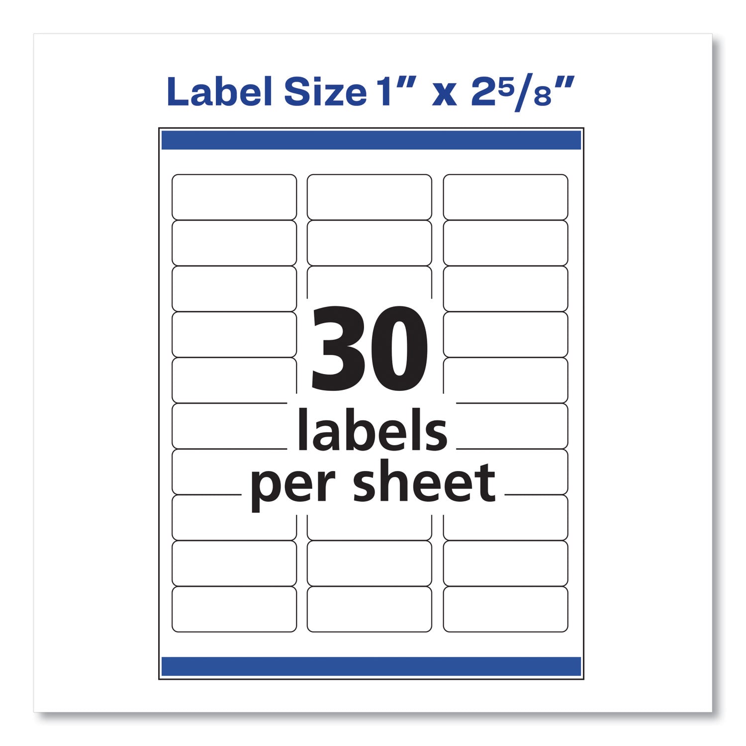 Avery® Easy Peel White Address Labels W/ Sure Feed Technology, Inkjet Printers, 1 X 2.63, White, 30/sheet, 25 Sheets/pack