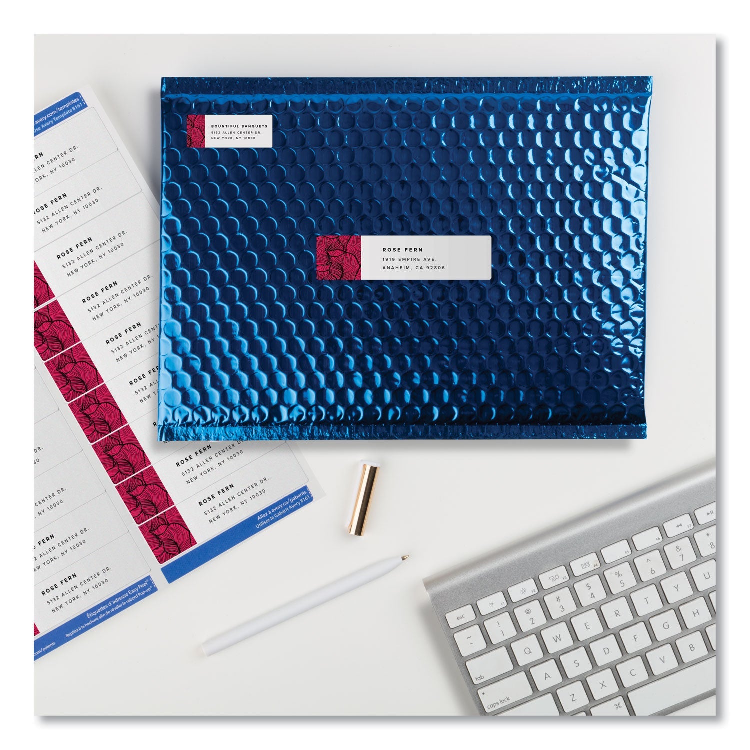 Avery® Easy Peel White Address Labels W/ Sure Feed Technology, Inkjet Printers, 1 X 4, White, 20/sheet, 25 Sheets/pack