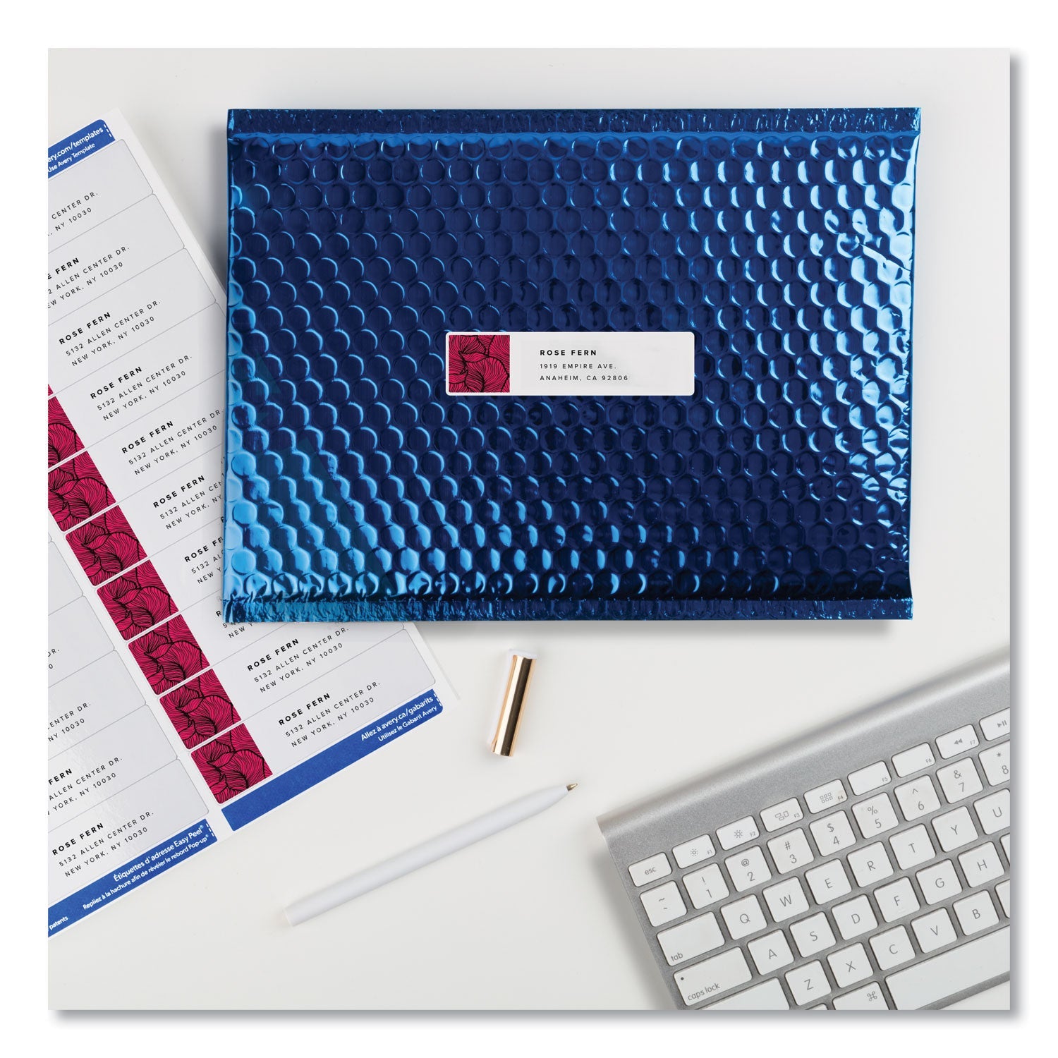 Avery® Easy Peel White Address Labels W/ Sure Feed Technology, Laser Printers, 1 X 4, White, 20/sheet, 100 Sheets/box