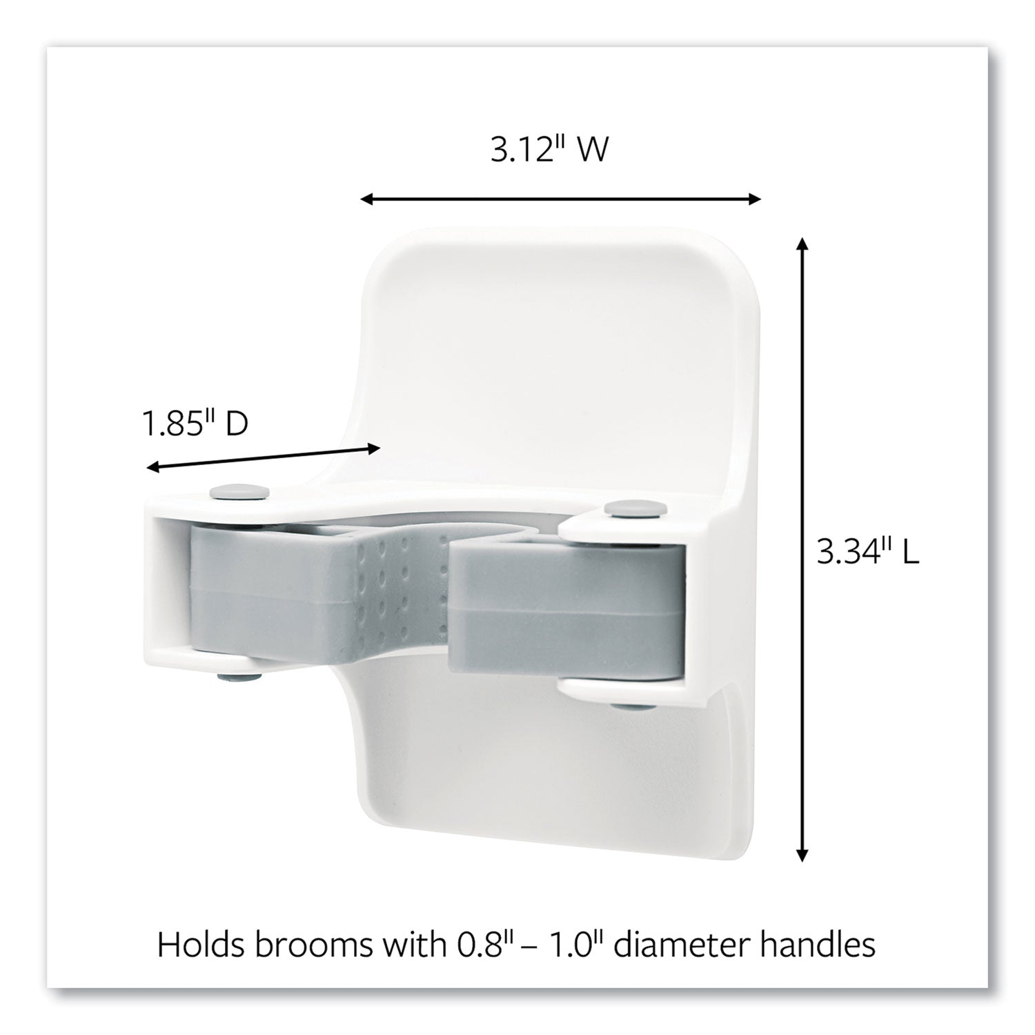 Command™ Broom Gripper, 3.12w X 1.85d X 3.34h, White/gray, 2 Grippers/4 Strips