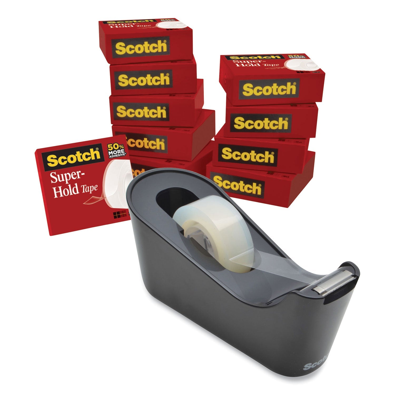 Super-Hold Tape With Dispenser | 10-Roll Pack