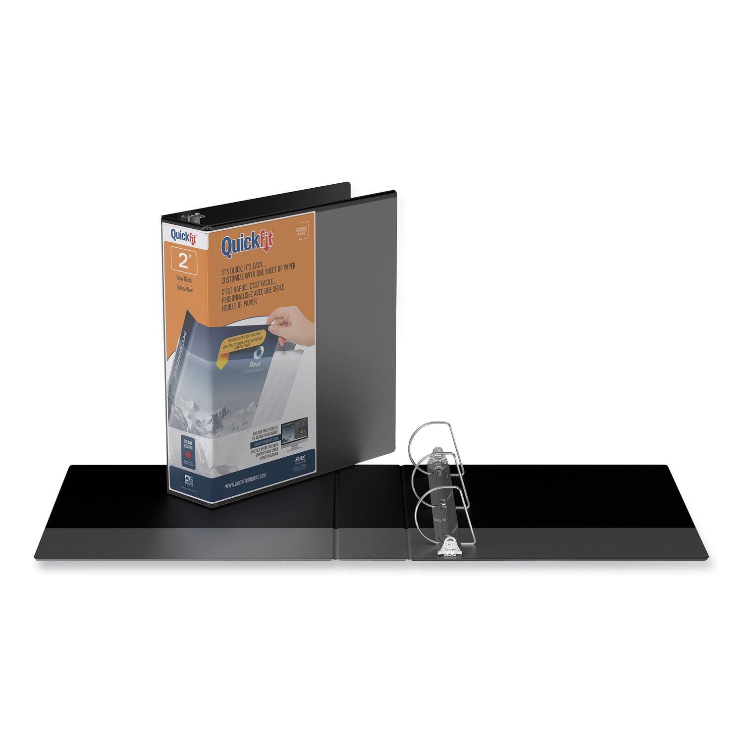 Stride Quickfit D-Ring View Binder, 3 Rings, 2" Capacity, 11 X 8.5, Black