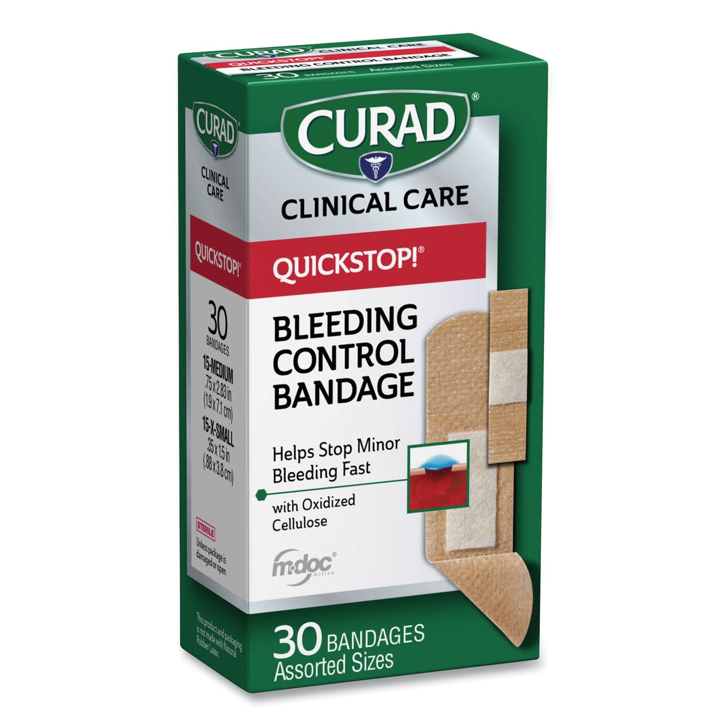 Curad® Quickstop Flex Fabric Bandages, Assorted, 30/box