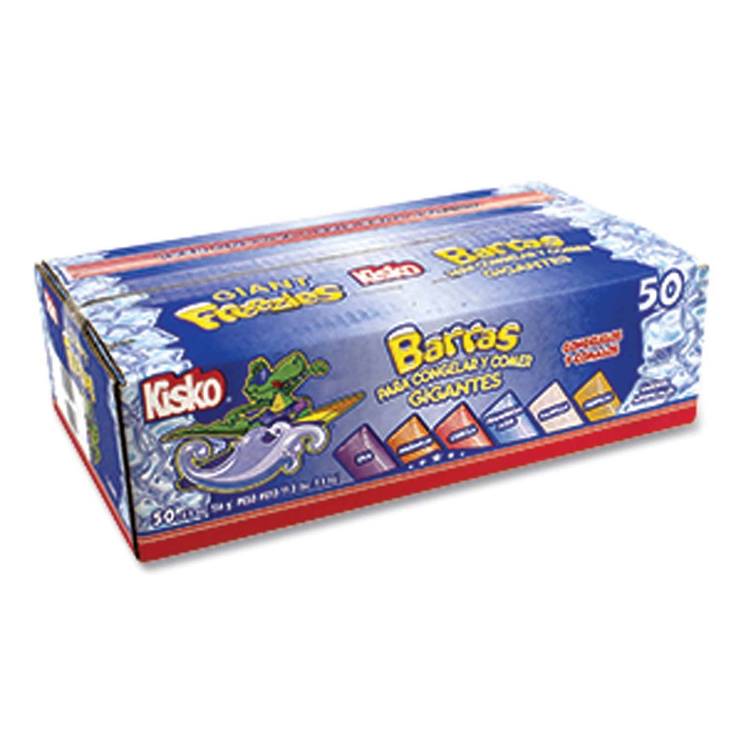 Kisko® Giant Freezies, 6 Assorted Flavors, 5.5 oz Sleeve, 50 Sleeves/Box