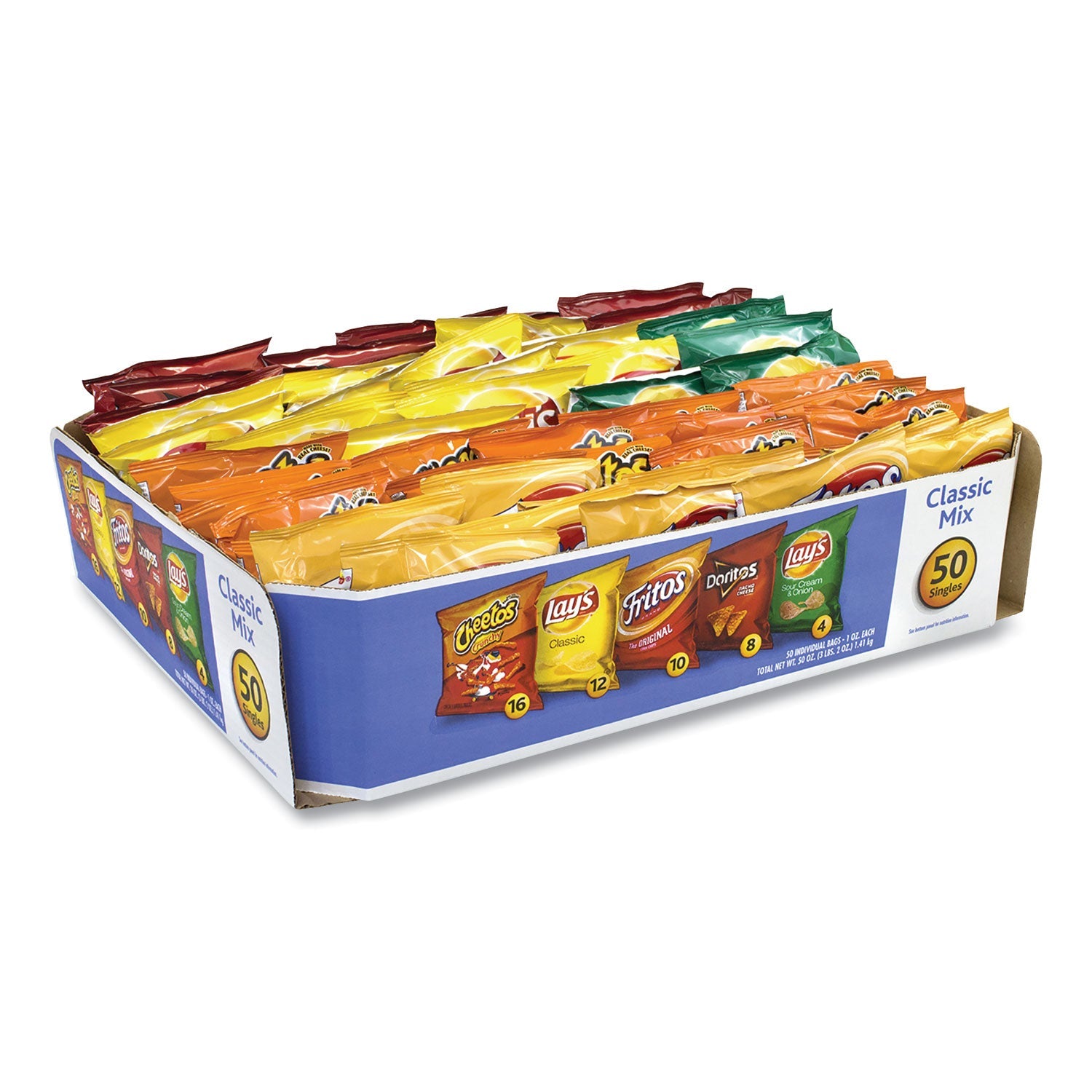Frito-Lay Potato Chips Bags Variety Pack, Assorted Flavors, 1 oz Bag, 50 Bags/Carton