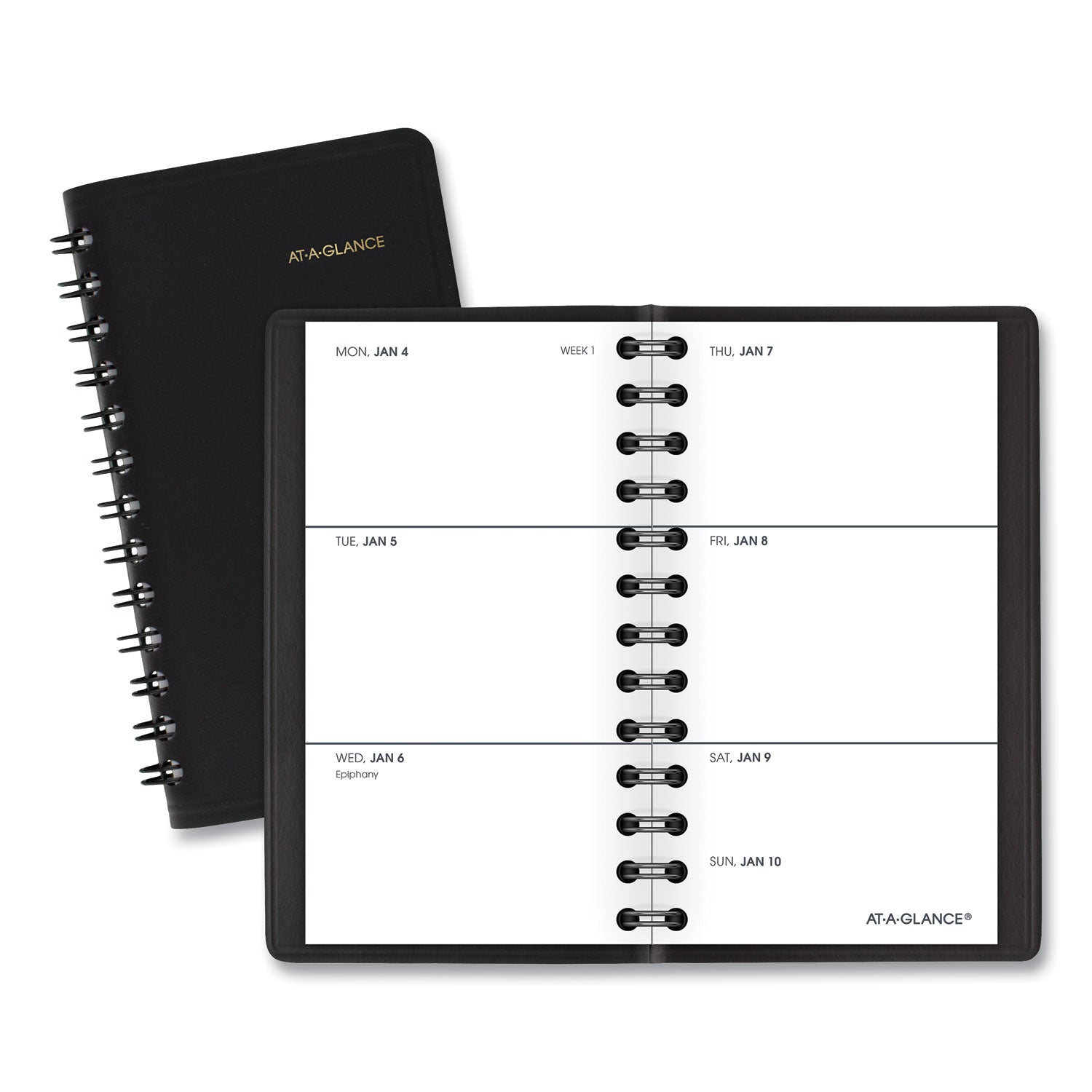 AT-A-GLANCE® Weekly Planner, 4.5 x 2.5, Black Cover, 12-Month (Jan to Dec): 2025