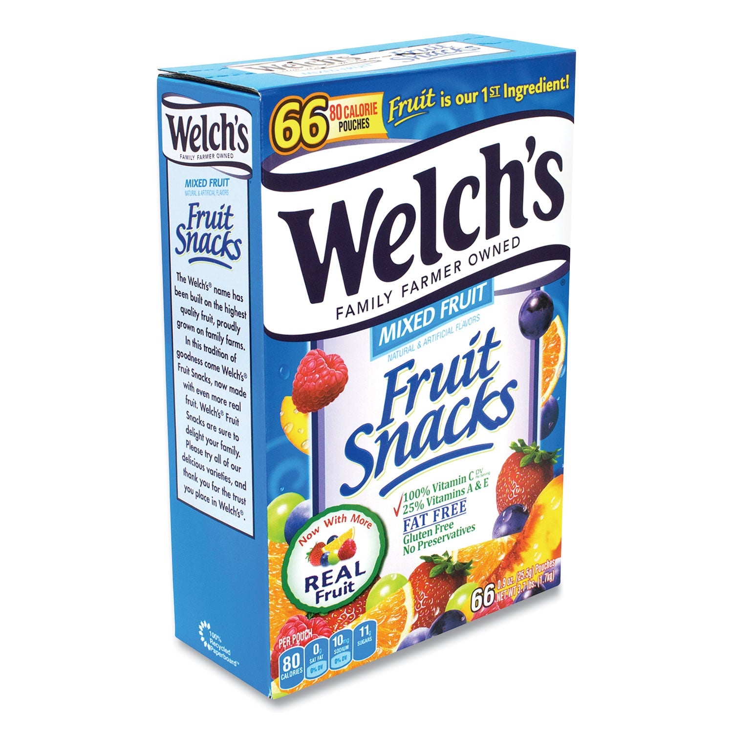 Welch's® Fruit Snacks, Mixed Fruit, 0.8 oz Pouch, 66 Pouches/Box