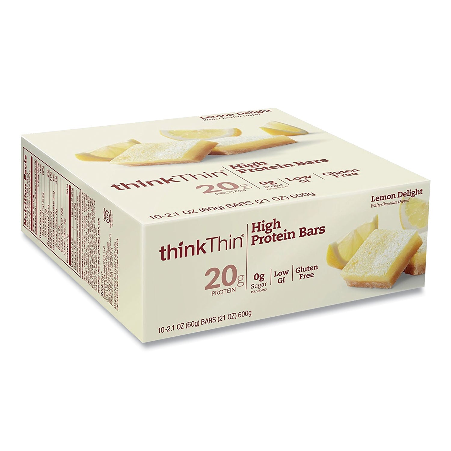 thinkThin® High Protein Bars, Lemon Delight, 2.1 oz Bar, 10 Bars/Carton