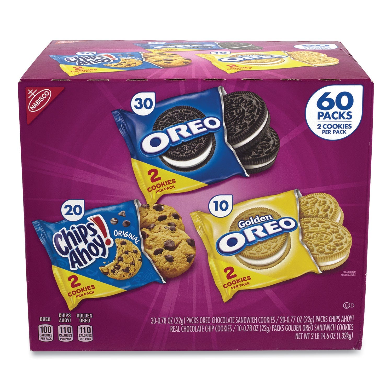 Nabisco® Cookie Variety Pack, Assorted Flavors, 0.77 oz Pack, 60 Packs/Carton