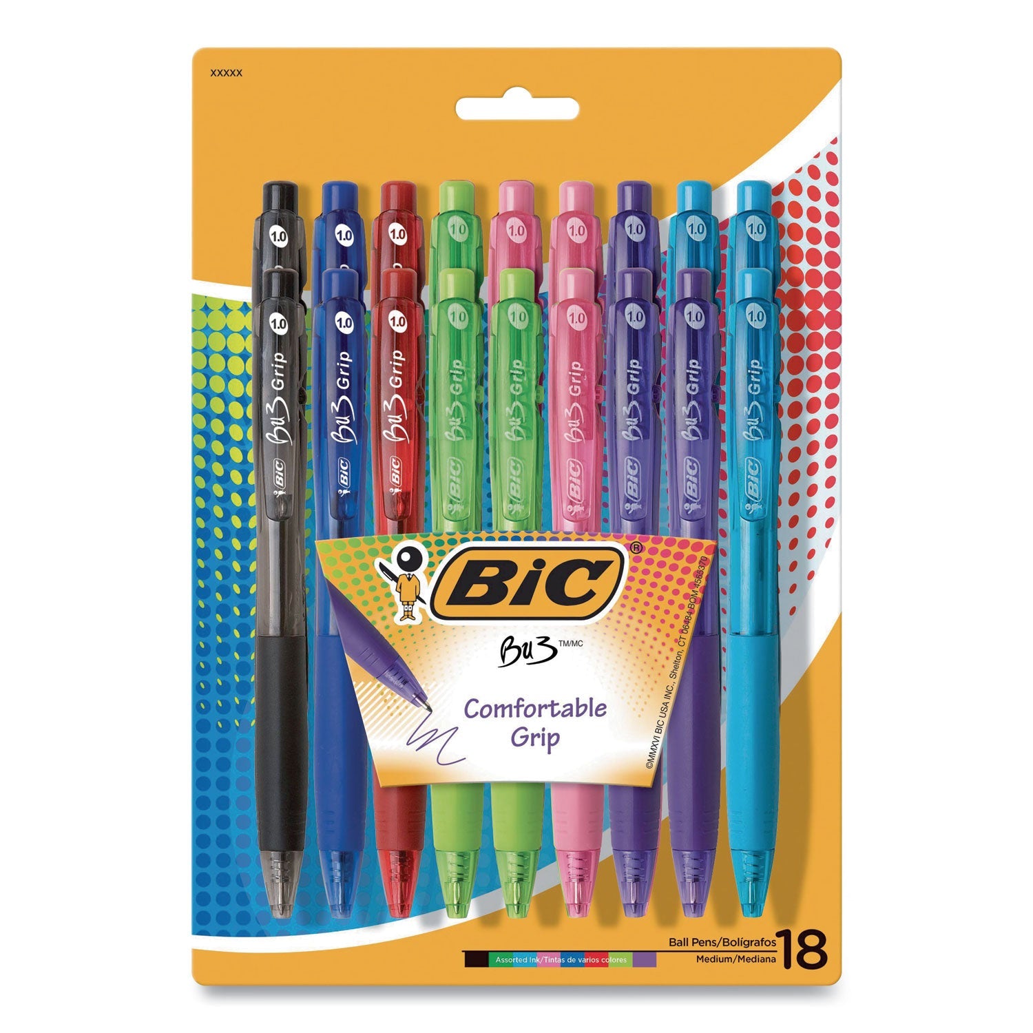 BU3 Ballpoint Pen | Retractable Assorted | 18/Pack