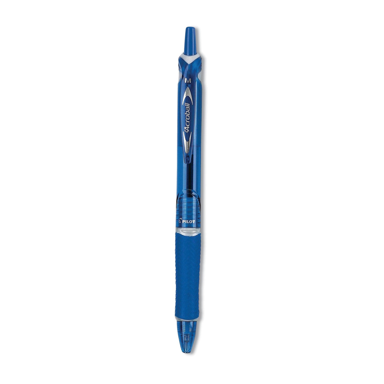 Pilot® Acroball Colors Advanced Ink Hybrid Gel Pen, Retractable, Medium 1 mm, Blue Ink, Translucent Blue/Blue Barrel, Dozen