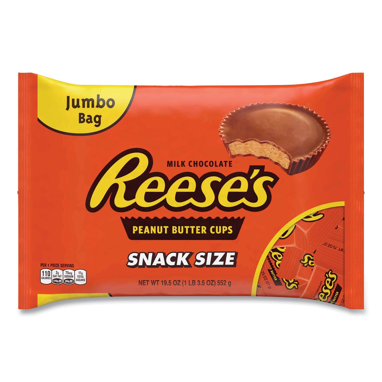 Reese's® Snack Size Peanut Butter Cups, Jumbo Bag, 19.5 oz Bag
