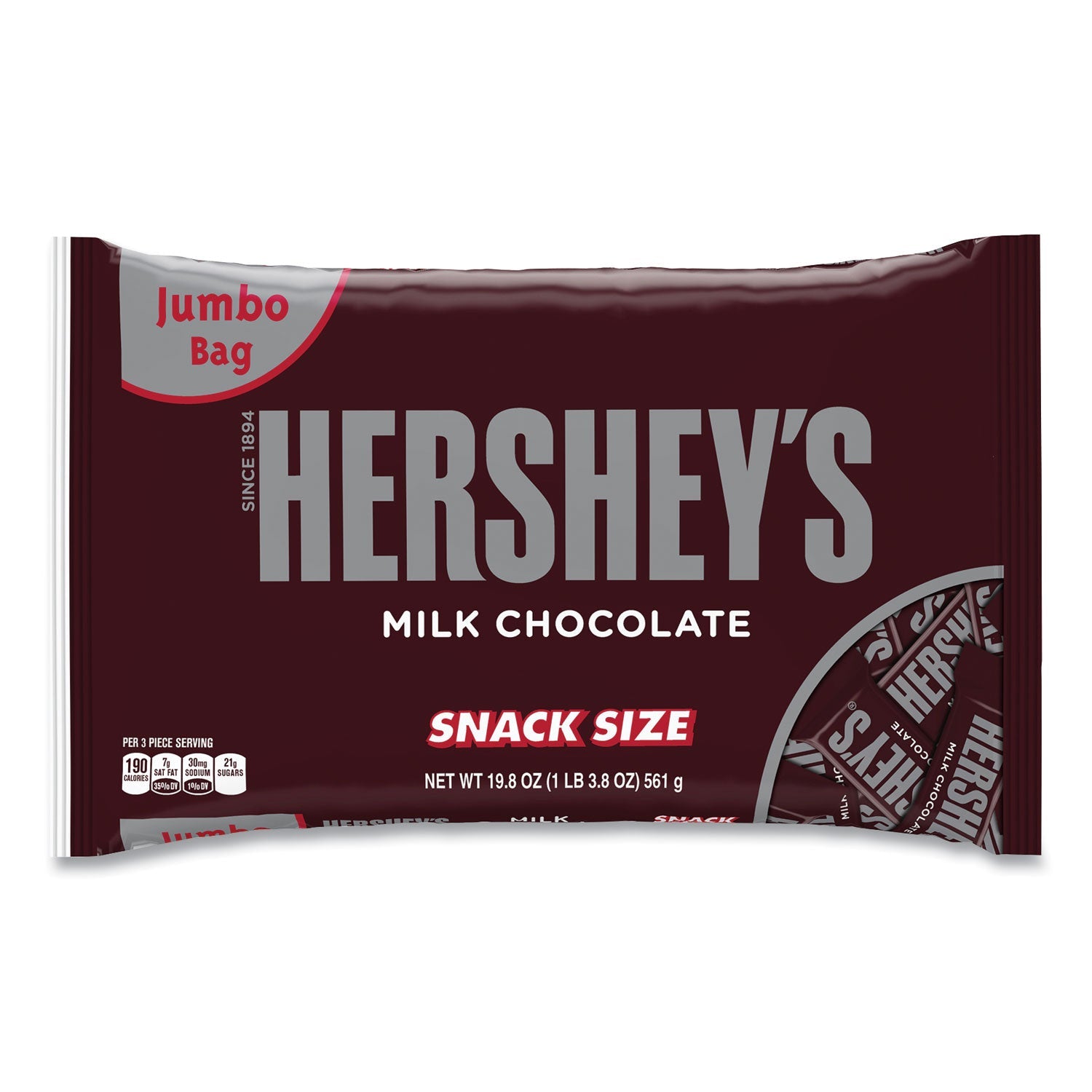 Hershey®'s Snack Size Bars, Milk Chocolate, 19.8 oz Bag