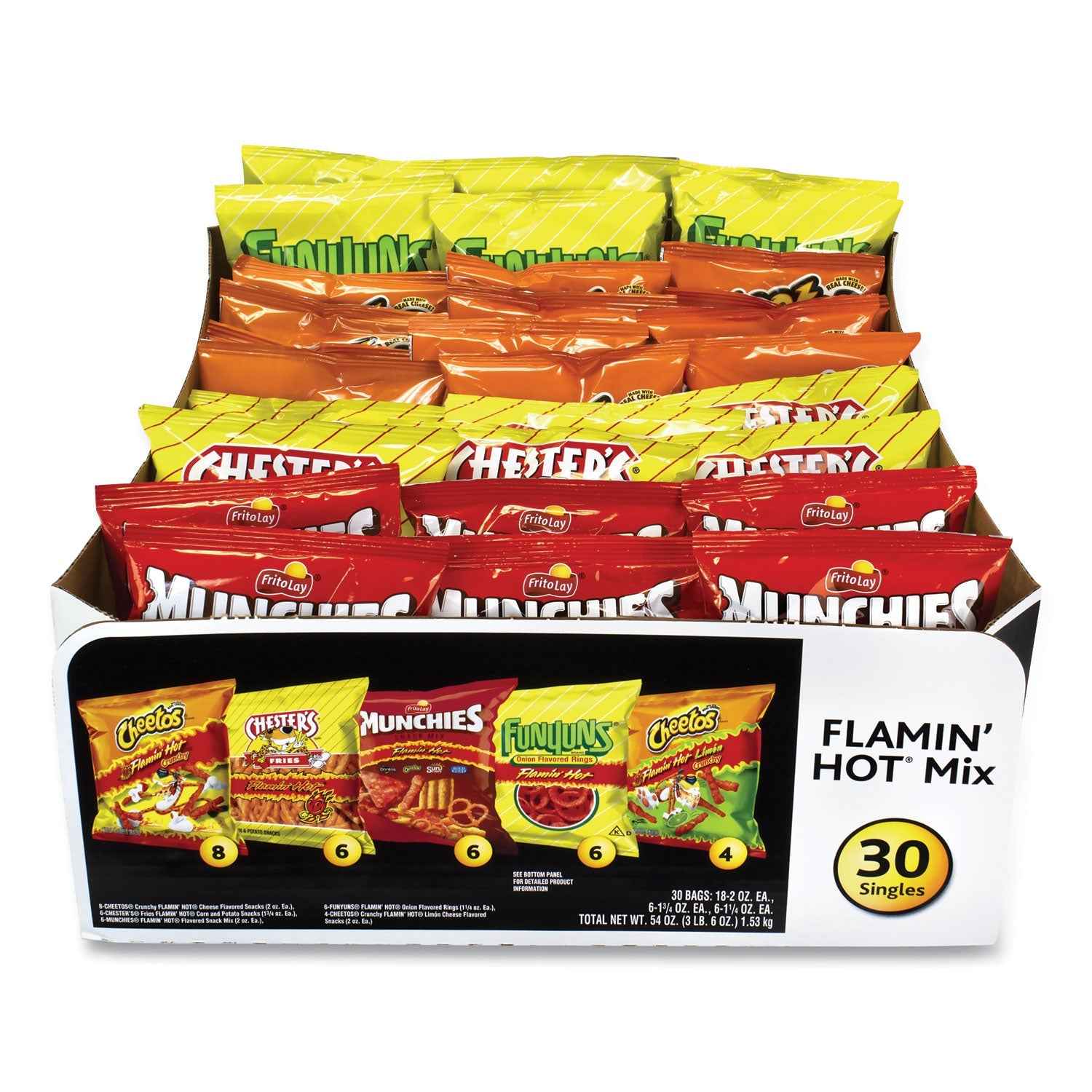 Frito-Lay Flamin' Hot Mix Variety Pack, Assorted Flavors, Assorted Size Bag, 30 Bags/Carton