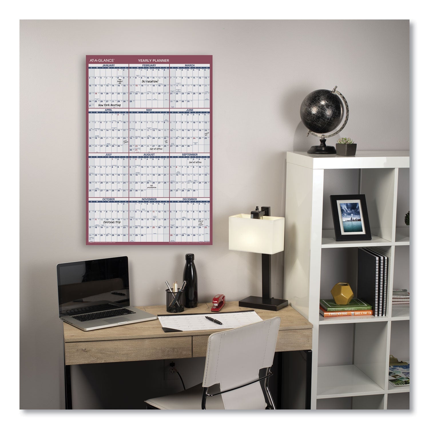 AT-A-GLANCE® Vertical/Horizontal Wall Calendar, 24 x 36, White/Blue/Red Sheets, 12-Month (Jan to Dec): 2025