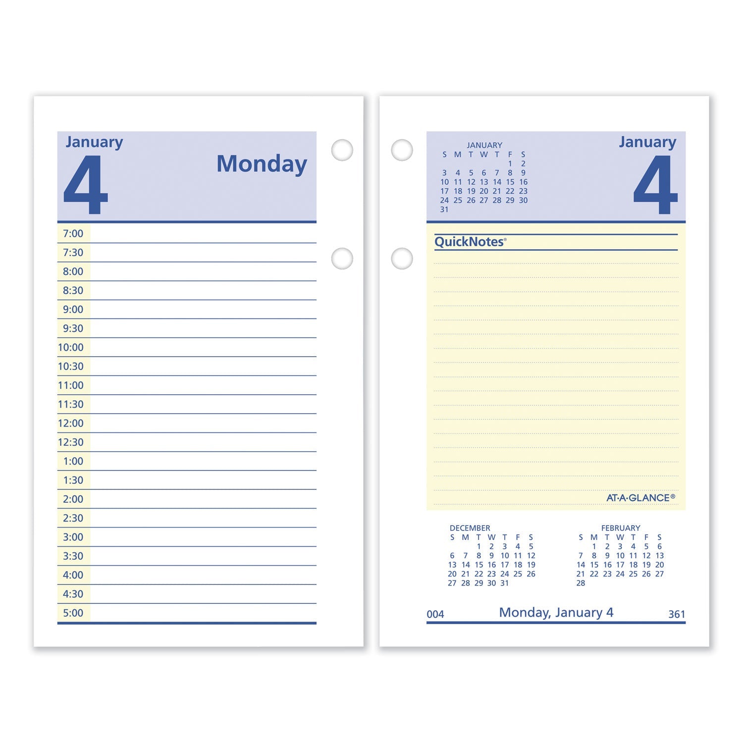 AT-A-GLANCE® QuickNotes Desk Calendar Refill, 3.5 x 6, White/Yellow/Blue Sheets, 12-Month (Jan to Dec): 2025