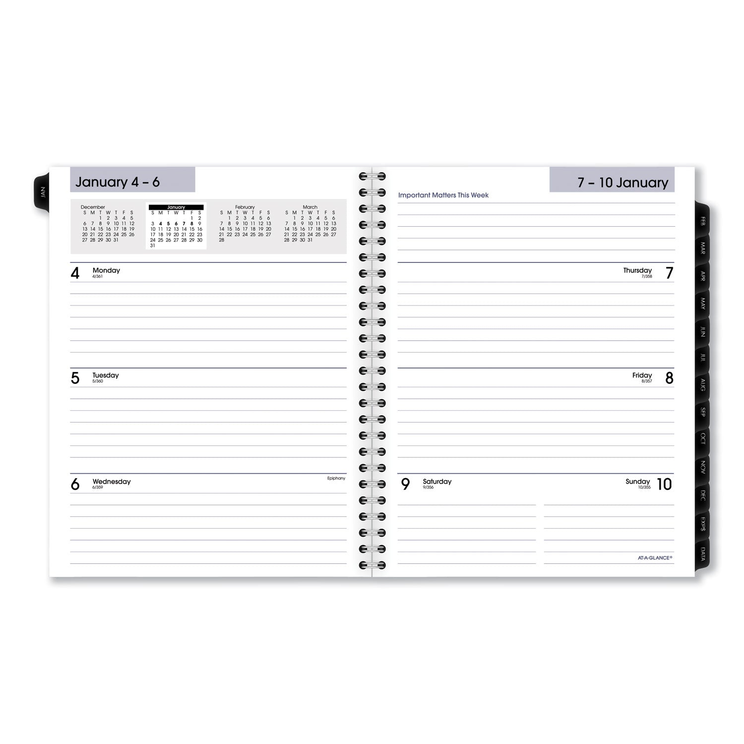 AT-A-GLANCE® DayMinder Executive Weekly/Monthly Refill, 8.75 x 7, White Sheets, 12-Month (Jan to Dec): 2025