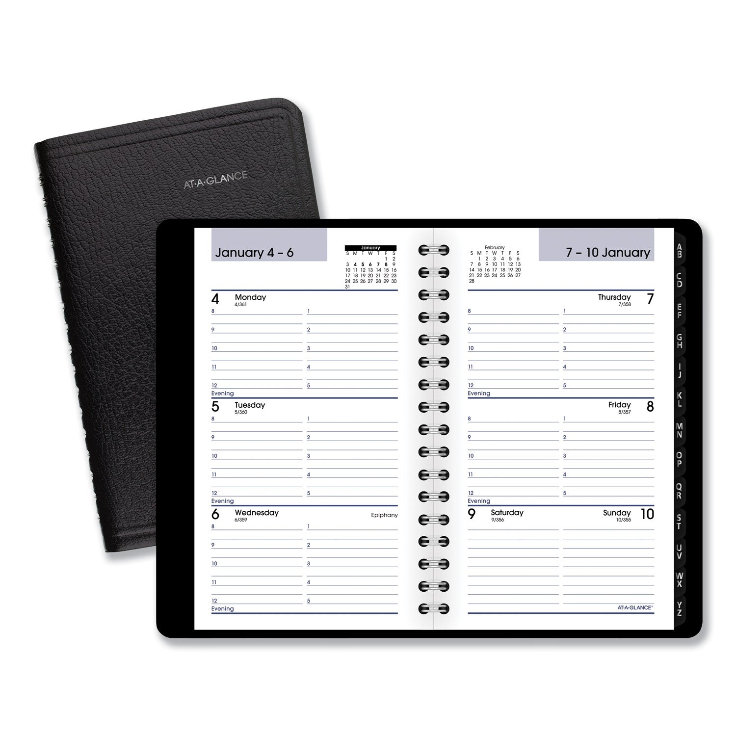 AT-A-GLANCE® DayMinder Weekly Pocket Appointment Book with Telephone/Address Section, 6 x 3.5, Black Cover, 12-Month (Jan to Dec): 2025