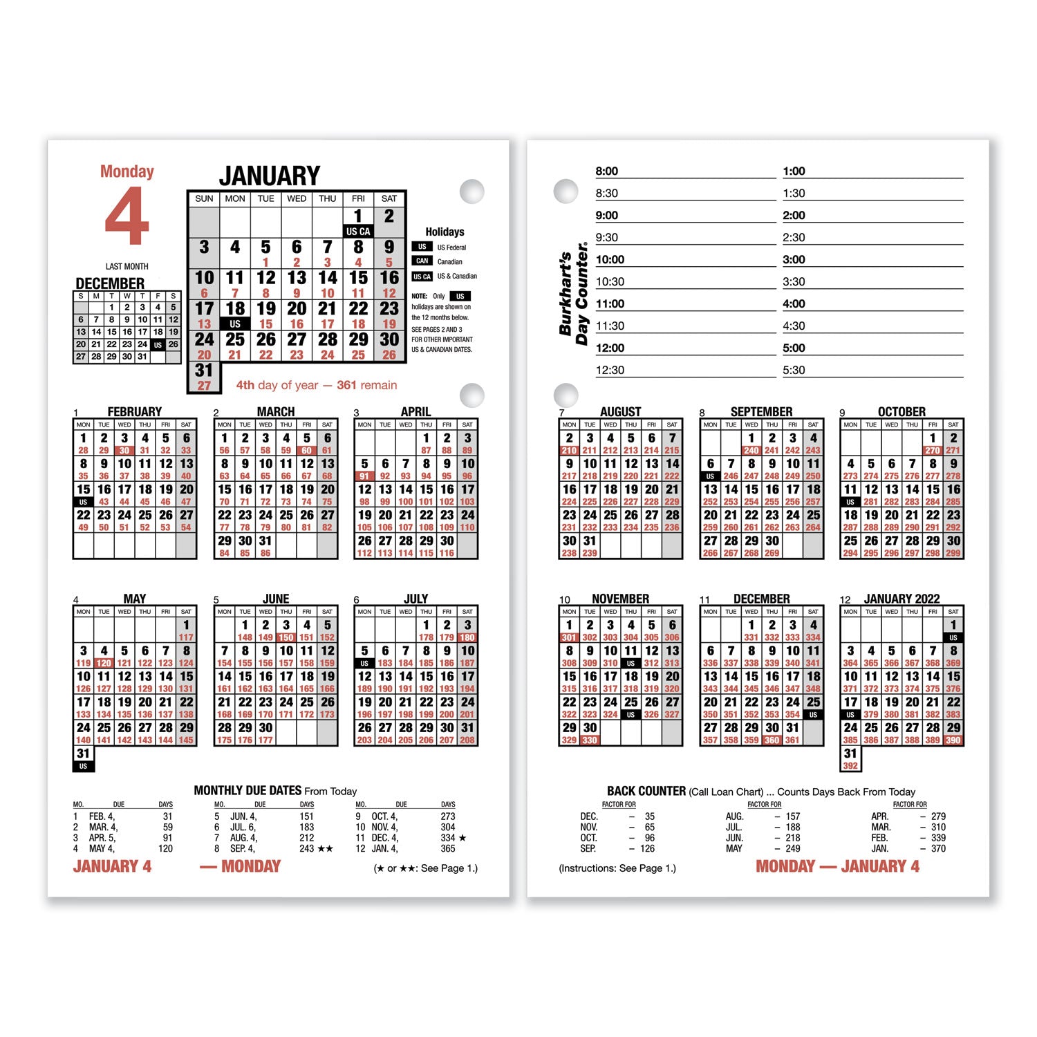 AT-A-GLANCE® Burkhart's Day Counter Desk Calendar Refill, 4.5 x 7.38, White Sheets, 12-Month (Jan to Dec): 2025