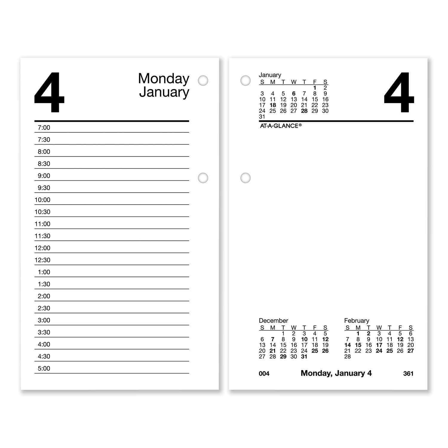 AT-A-GLANCE® Desk Calendar Recycled Refill, 3.5 x 6, White Sheets, 12-Month (Jan to Dec): 2025