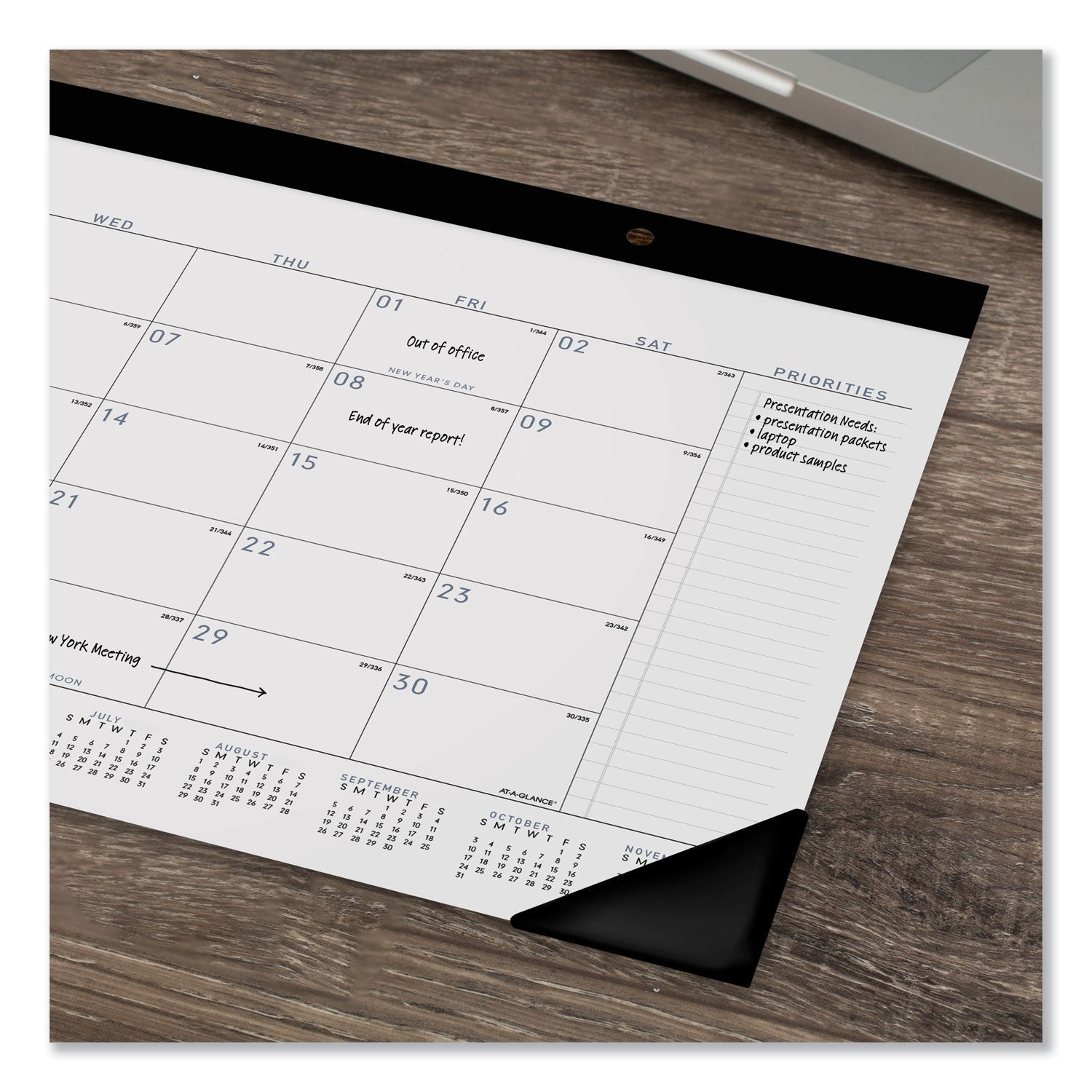 AT-A-GLANCE® Contemporary Monthly Desk Pad, 18 x 11, White Sheets, Black Binding/Corners,12-Month (Jan to Dec): 2025 - Bloom Skins
