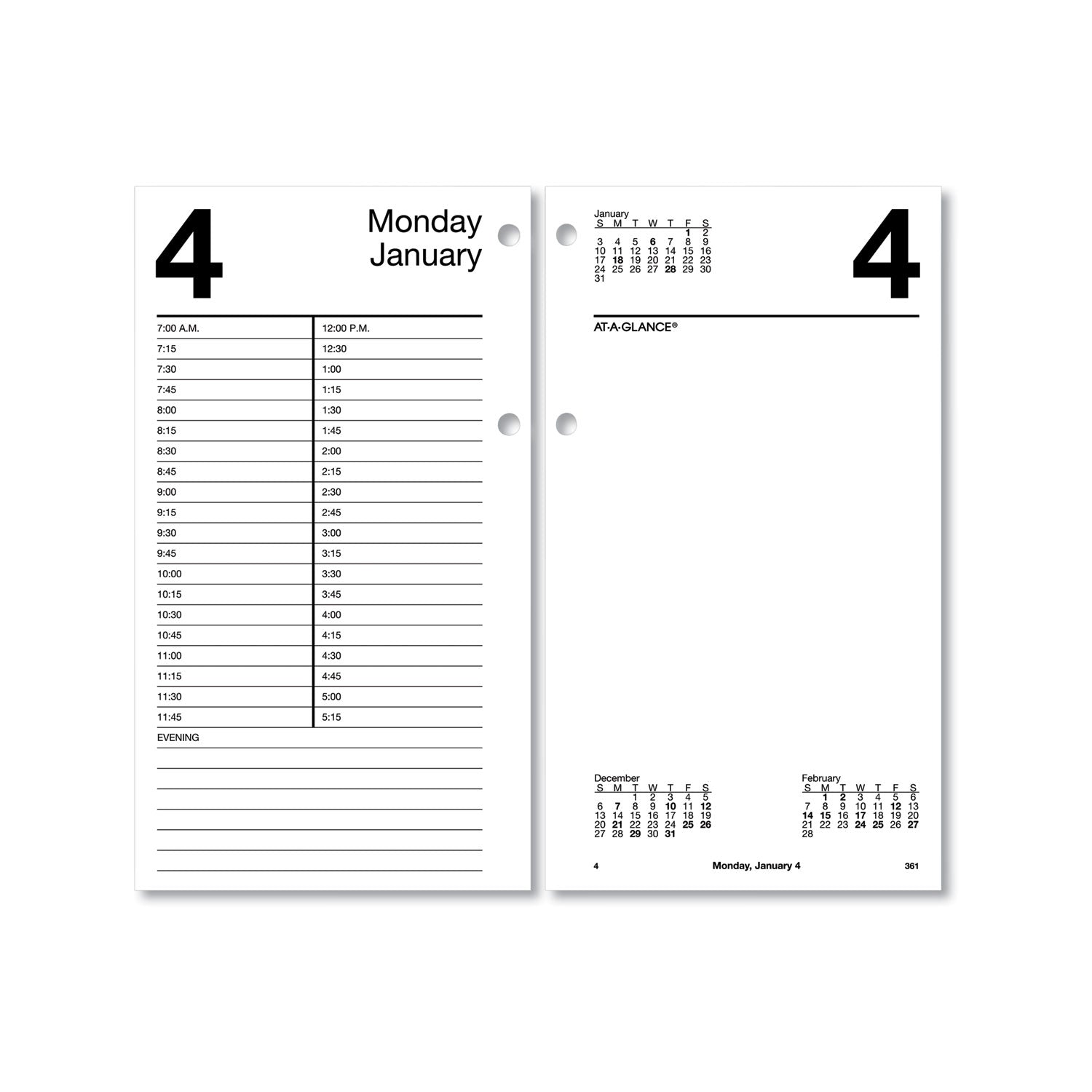 AT-A-GLANCE® Large Desk Calendar Refill, 4.5 x 8, White Sheets, 12-Month (Jan to Dec): 2025