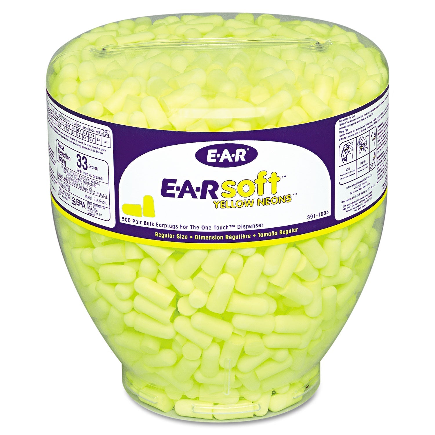 E-A-Rsoft Neon Tapered Earplug Refill | 500-Bx