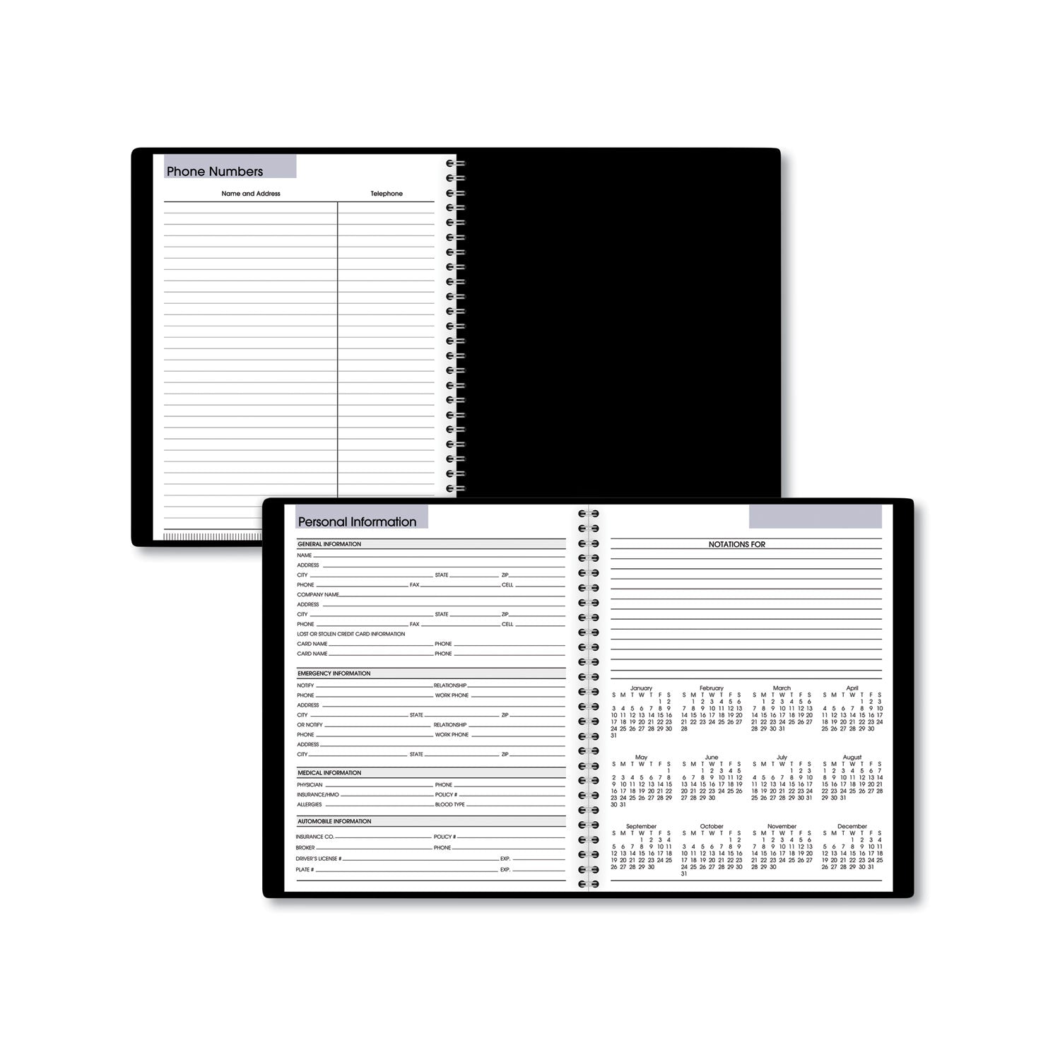 AT-A-GLANCE® DayMinder Open-Schedule Weekly Appointment Book, 8.75 x 7, Black Cover, 12-Month (Jan to Dec): 2025