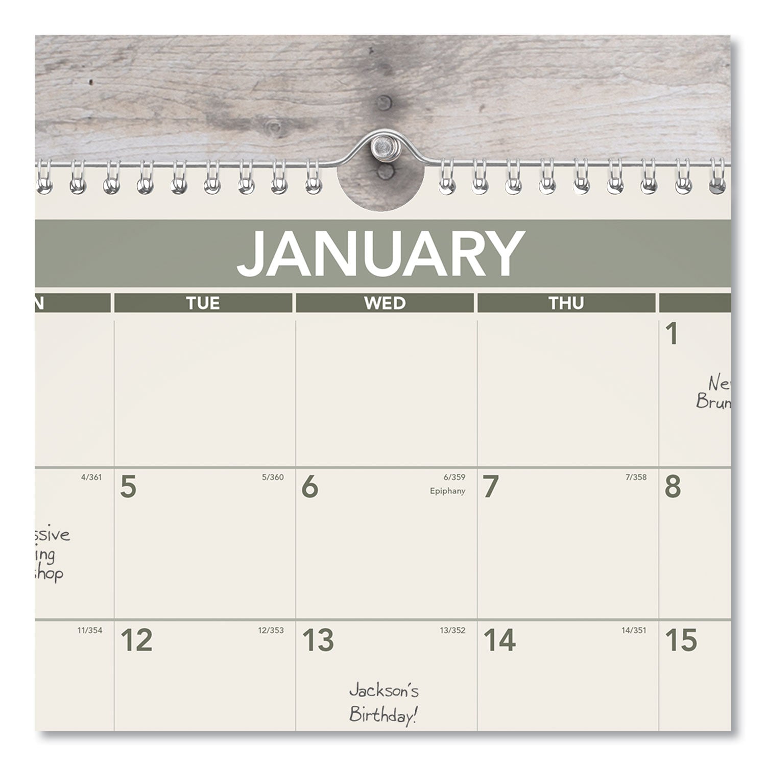 AT-A-GLANCE® Recycled Wall Calendar, Unruled Blocks, 15 x 12, Sand/Green Sheets, 12-Month (Jan to Dec): 2025