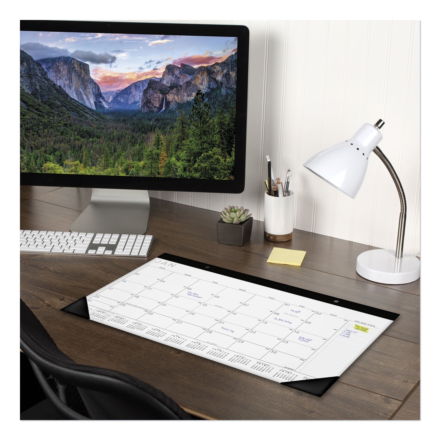 AT-A-GLANCE® Contemporary Monthly Desk Pad, 18 x 11, White Sheets, Black Binding/Corners,12-Month (Jan to Dec): 2025 - Bloom Skins