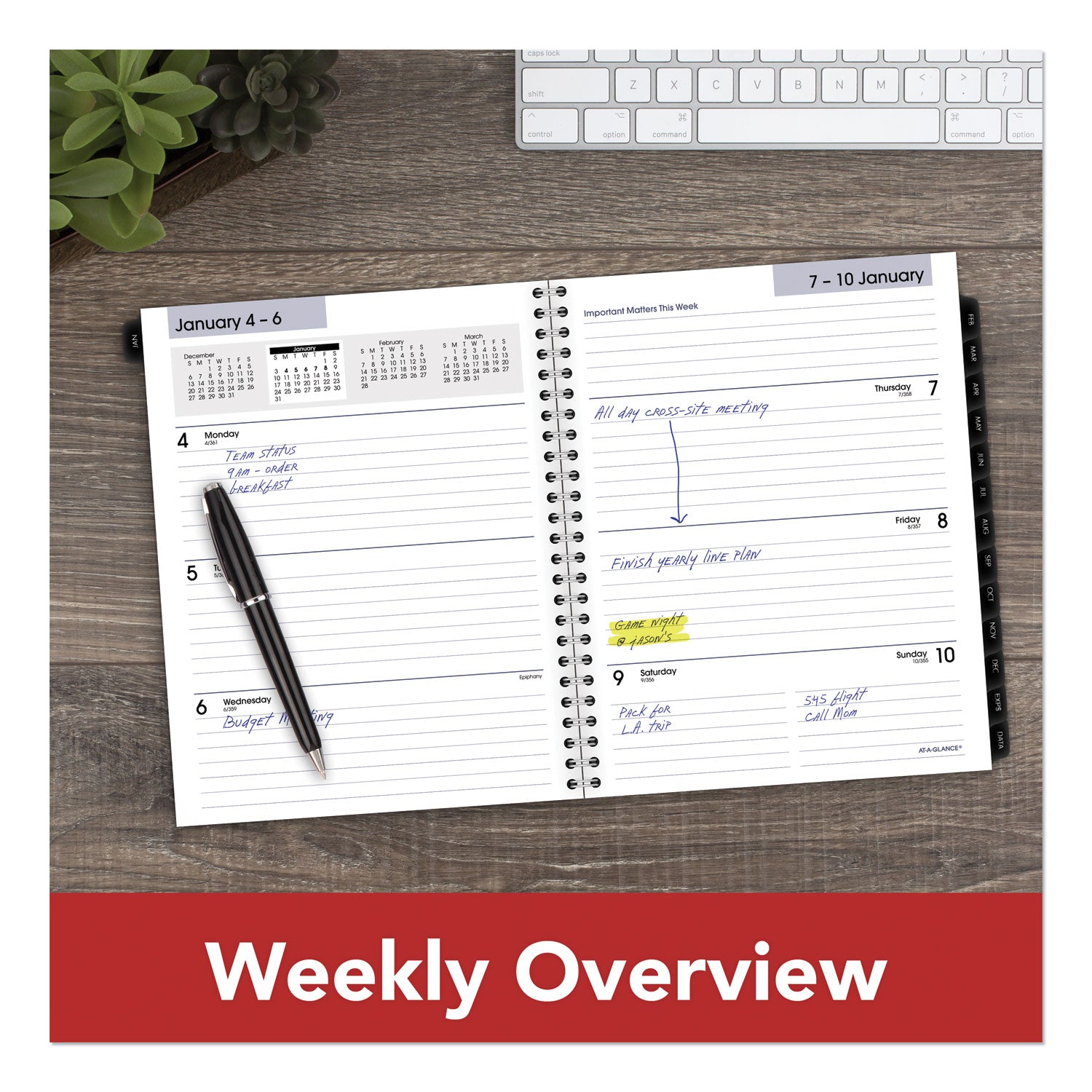 AT-A-GLANCE® DayMinder Executive Weekly/Monthly Refill, 8.75 x 7, White Sheets, 12-Month (Jan to Dec): 2025
