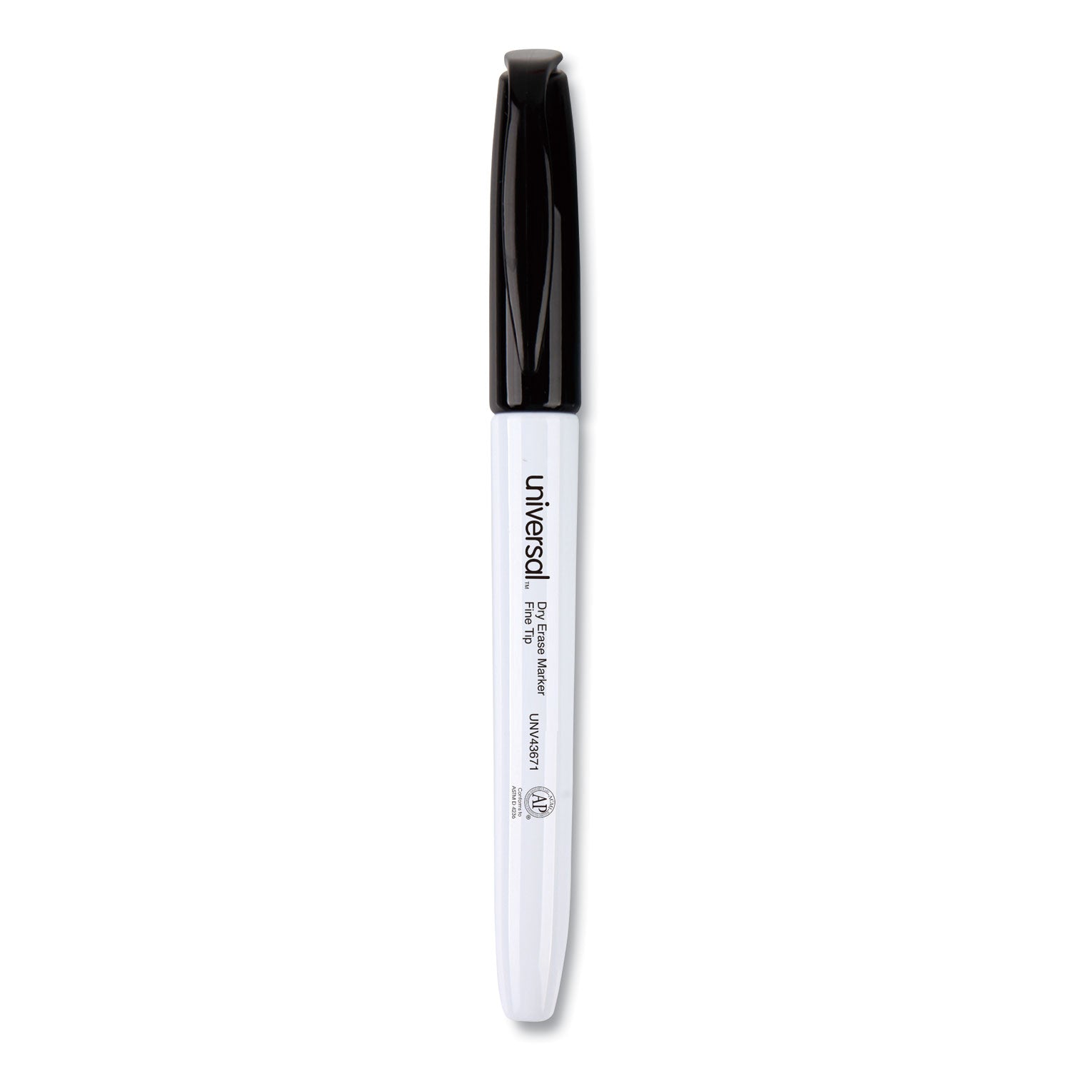 Universal™ Pen Style Dry Erase Marker, Fine Bullet Tip, Black, Dozen