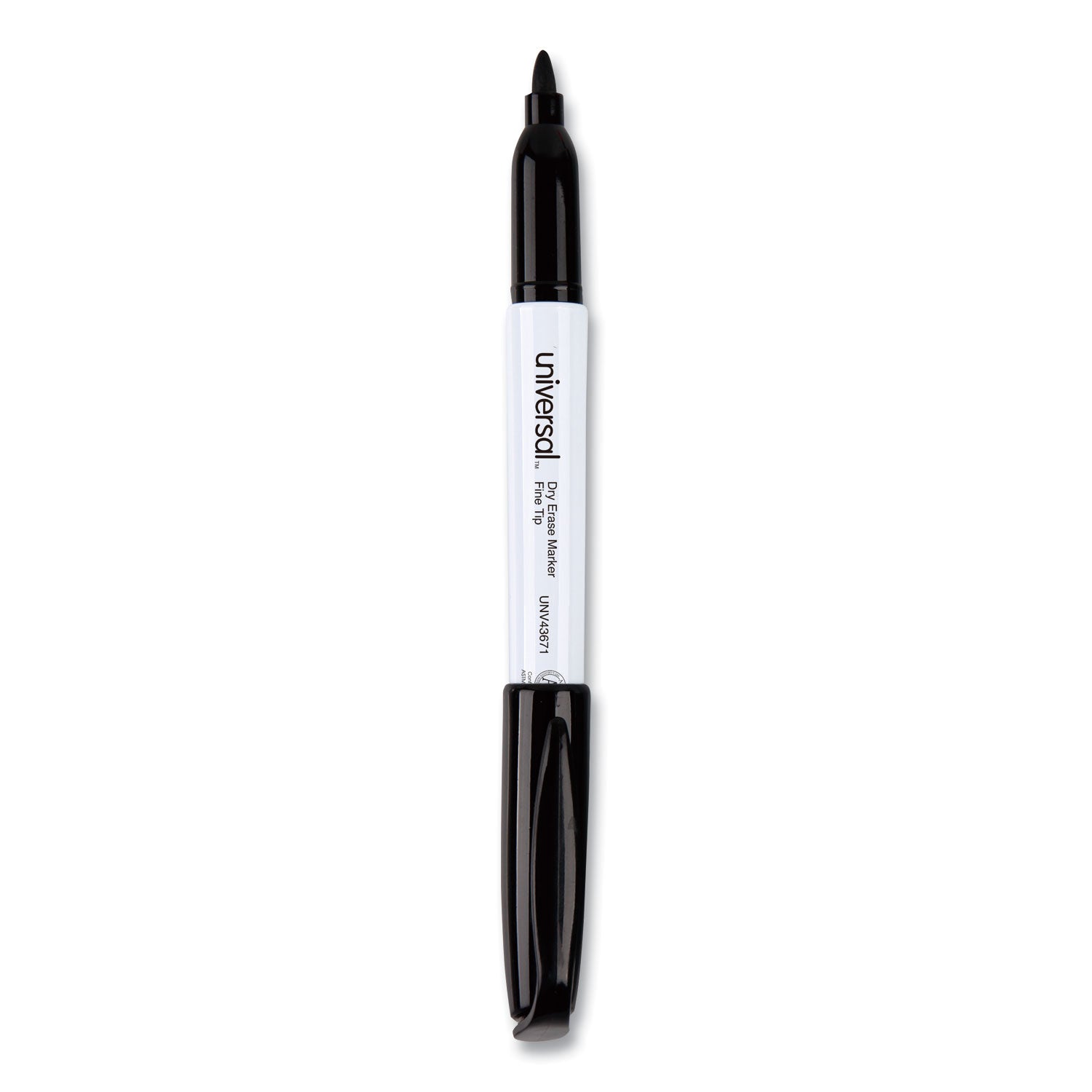 Universal™ Pen Style Dry Erase Marker, Fine Bullet Tip, Black, Dozen