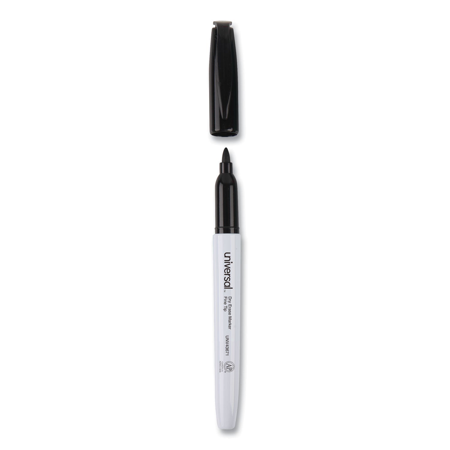 Universal™ Pen Style Dry Erase Marker, Fine Bullet Tip, Black, Dozen