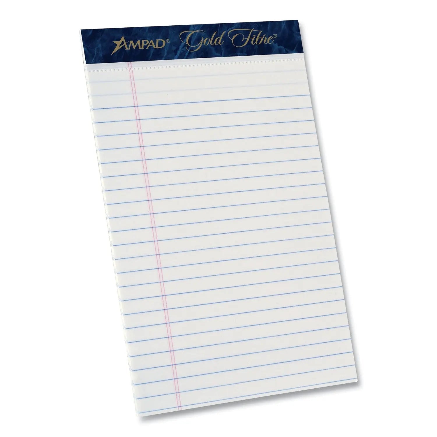 Ampad® Gold Fibre Writing Pads, Medium/college Rule, 50 White 5 X 8 Sheets, Dozen