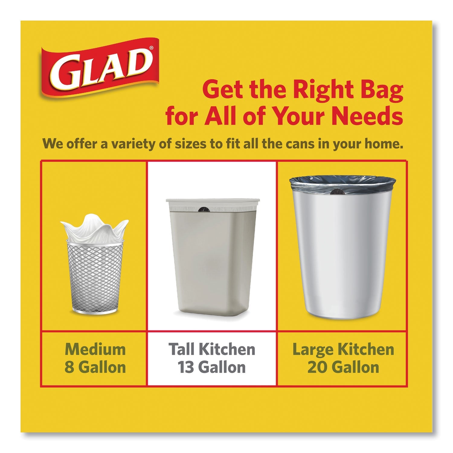 Glad® Tall Kitchen Drawstring Trash Bags with LeakGuard, 13 gal, Unscented, 23.75" x 25.38", White, 120/Box