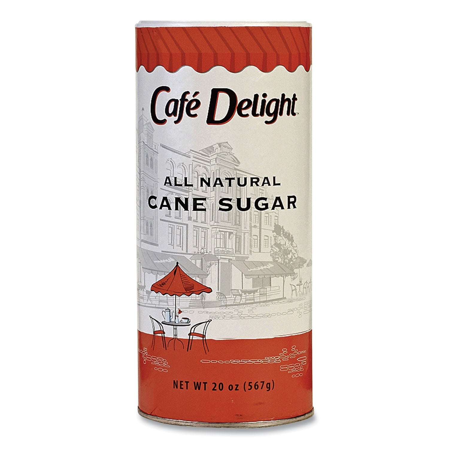 Caf© Delight All Natural Cane Sugar, 20 oz Canister
