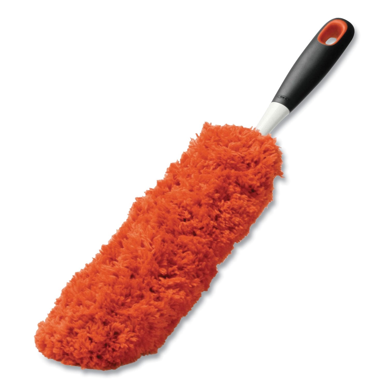 OXO Good Grips Microfiber Duster, 4" X 12" Orange Duster Head, 6" Black Handle