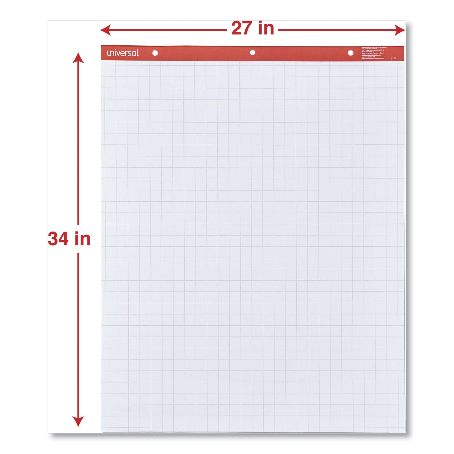 Universal™ Easel Pads/Flip Charts, Quadrille Rule (1 sq/in), 27 x 34, White, 50 Sheets, 2/Carton