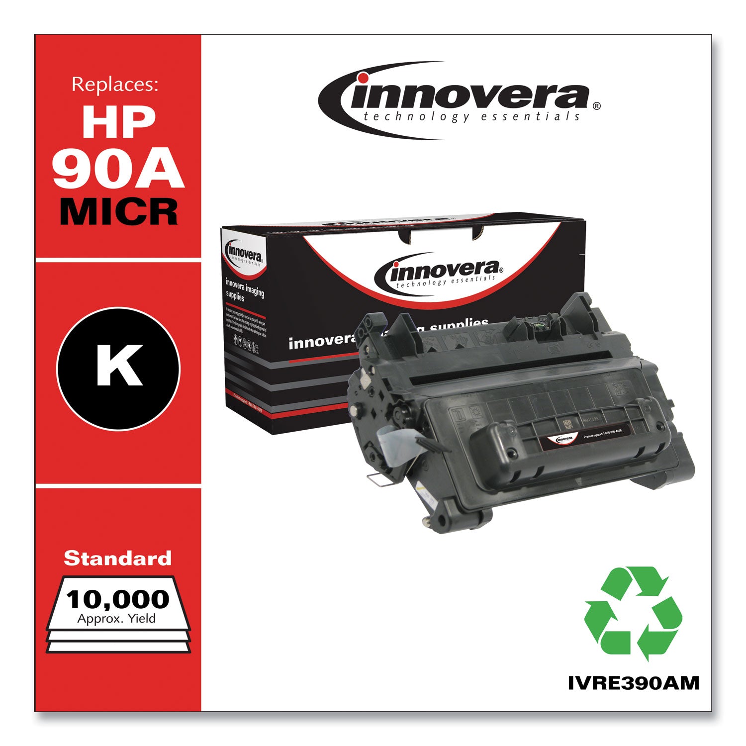 Innovera® Remanufactured Black MICR Toner, Replacement for 90AM (CE390AM), 10,000 Page-Yield