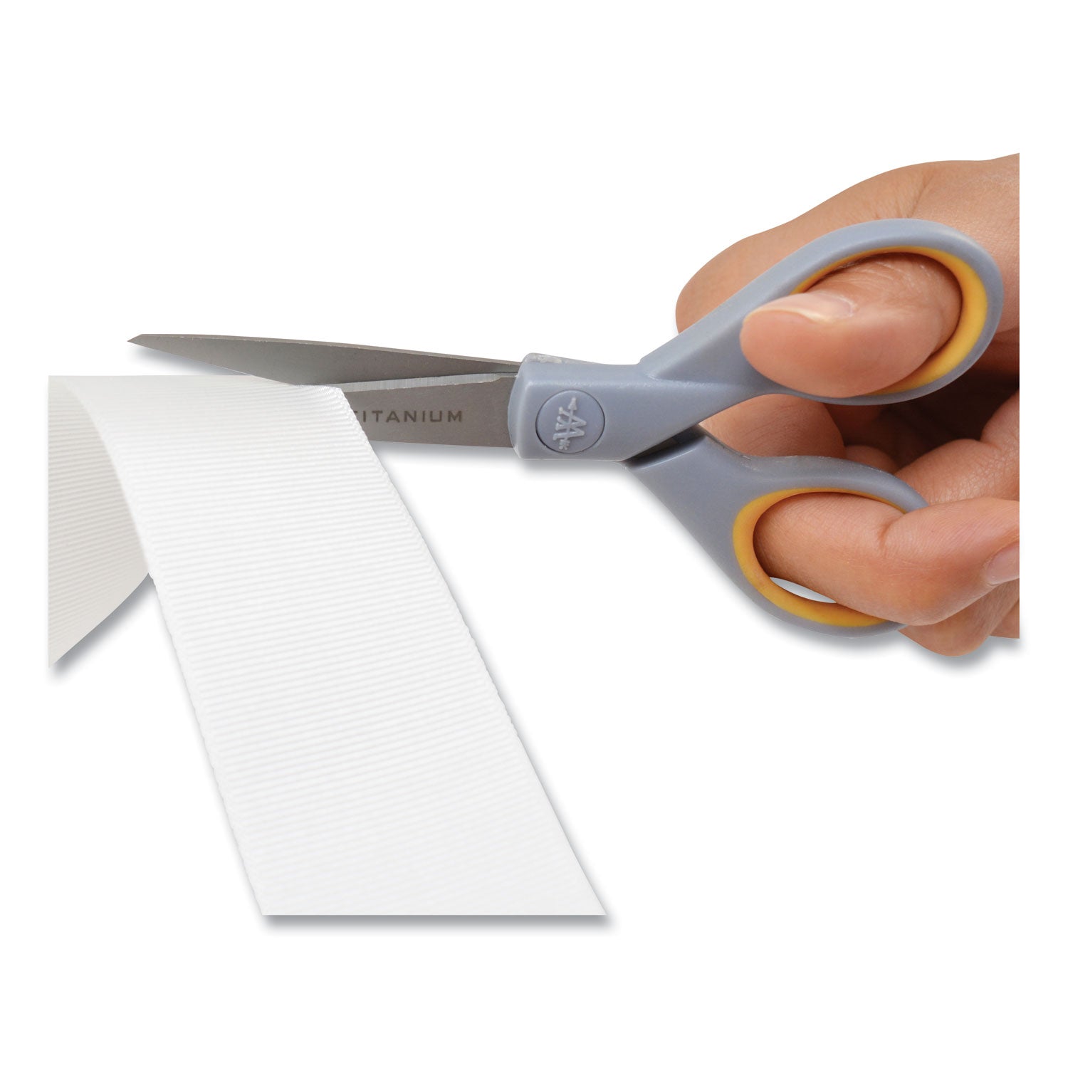 Westcott® Titanium Bonded Scissors, 5" and 7" Long, 2.25" and 3.5" Cut Length, Straight Gray/Yellow Handle, 2/Pack