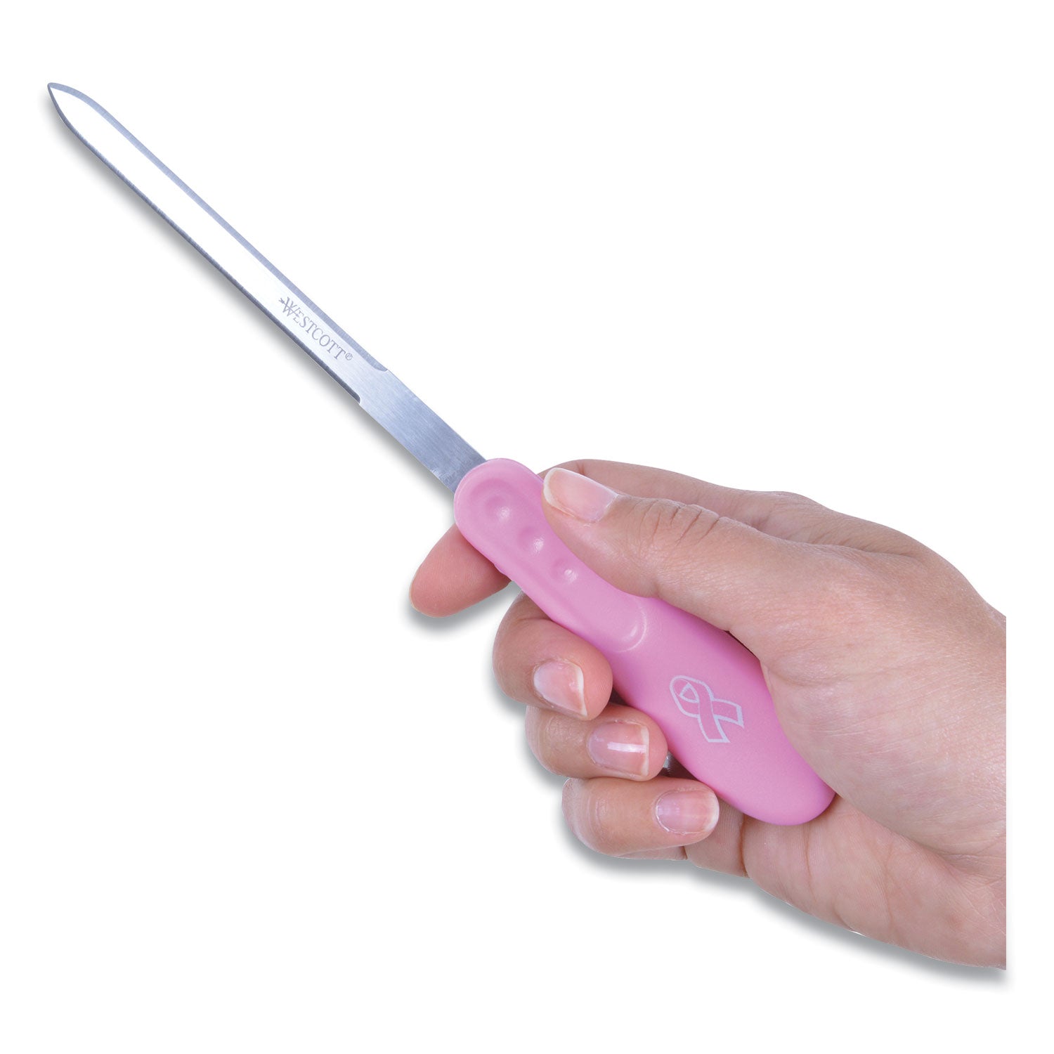 Westcott® Pink Ribbon Stainless Steel Letter Opener, Breast Cancer Awareness, 9", Pink